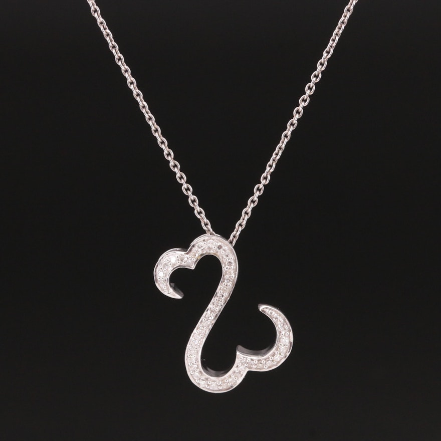 Sterling and Diamond Heart Pendant Necklace