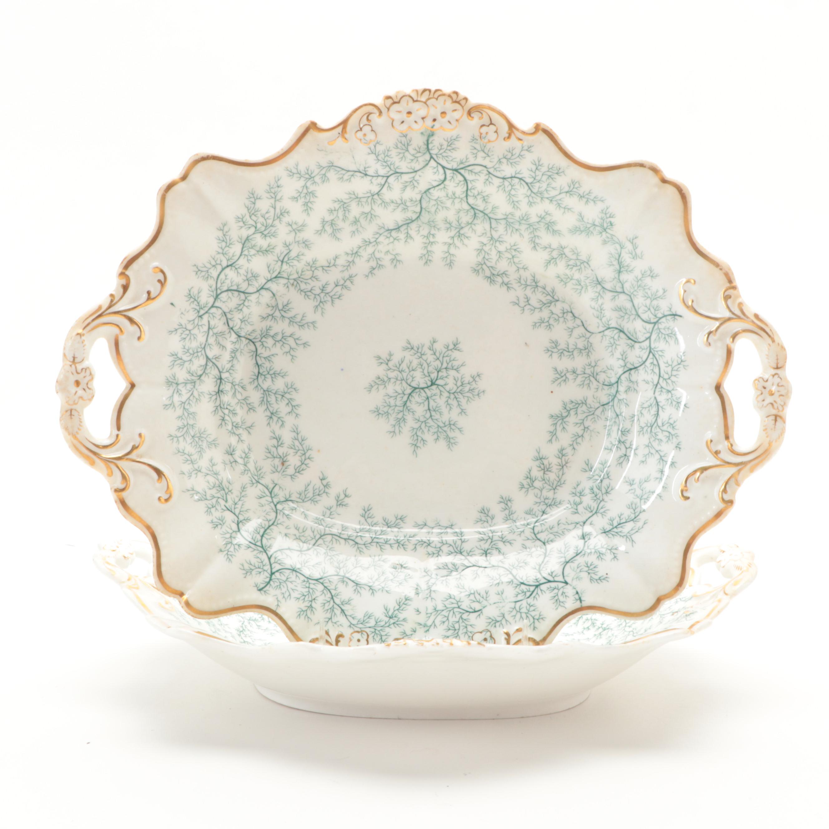 Group of English Porcelain with Mintons "Seaweed," J. Green G Sons, 19th Century