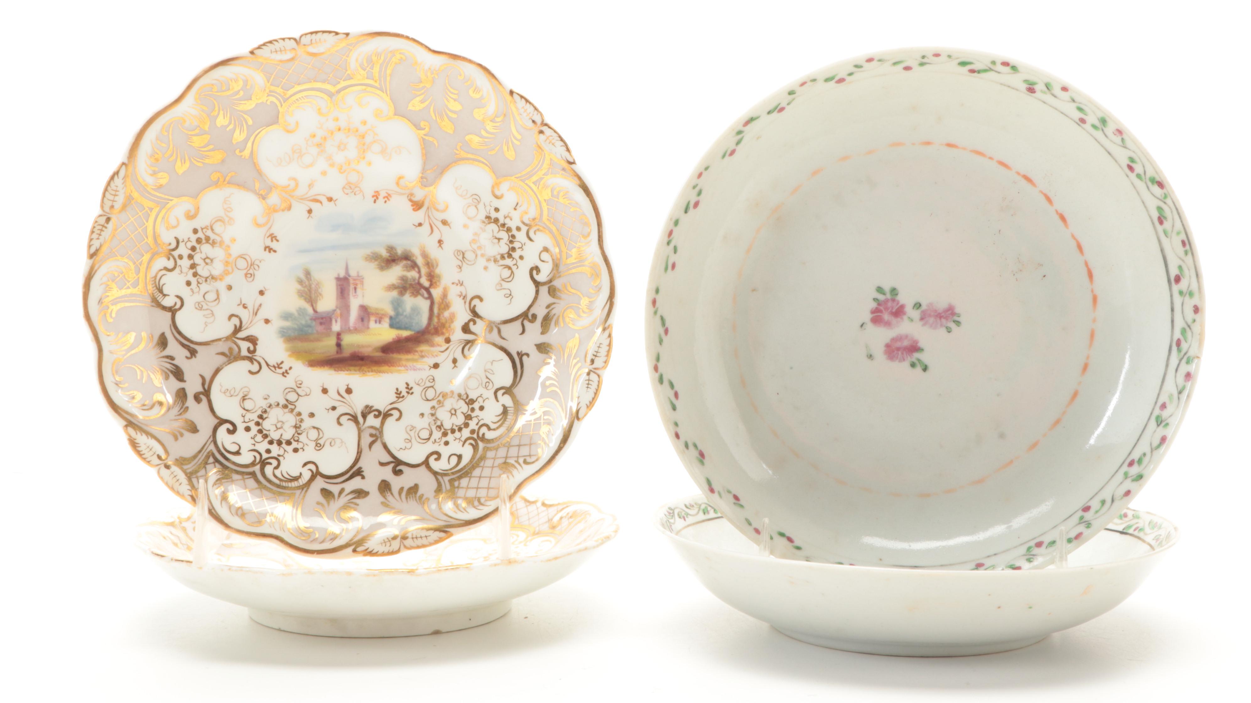 Group of English Porcelain with Mintons "Seaweed," J. Green G Sons, 19th Century