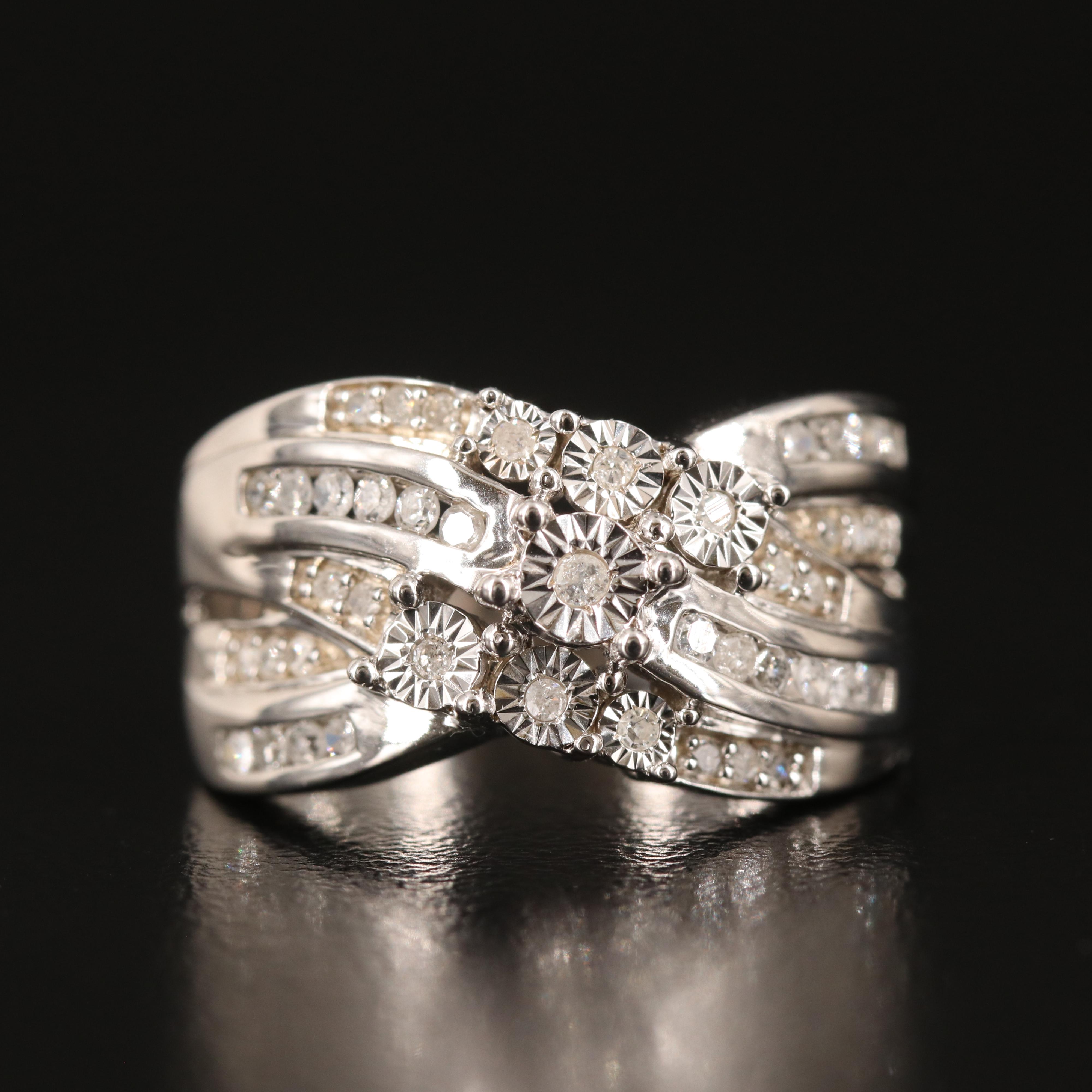 Sterling Diamond Crossover Ring