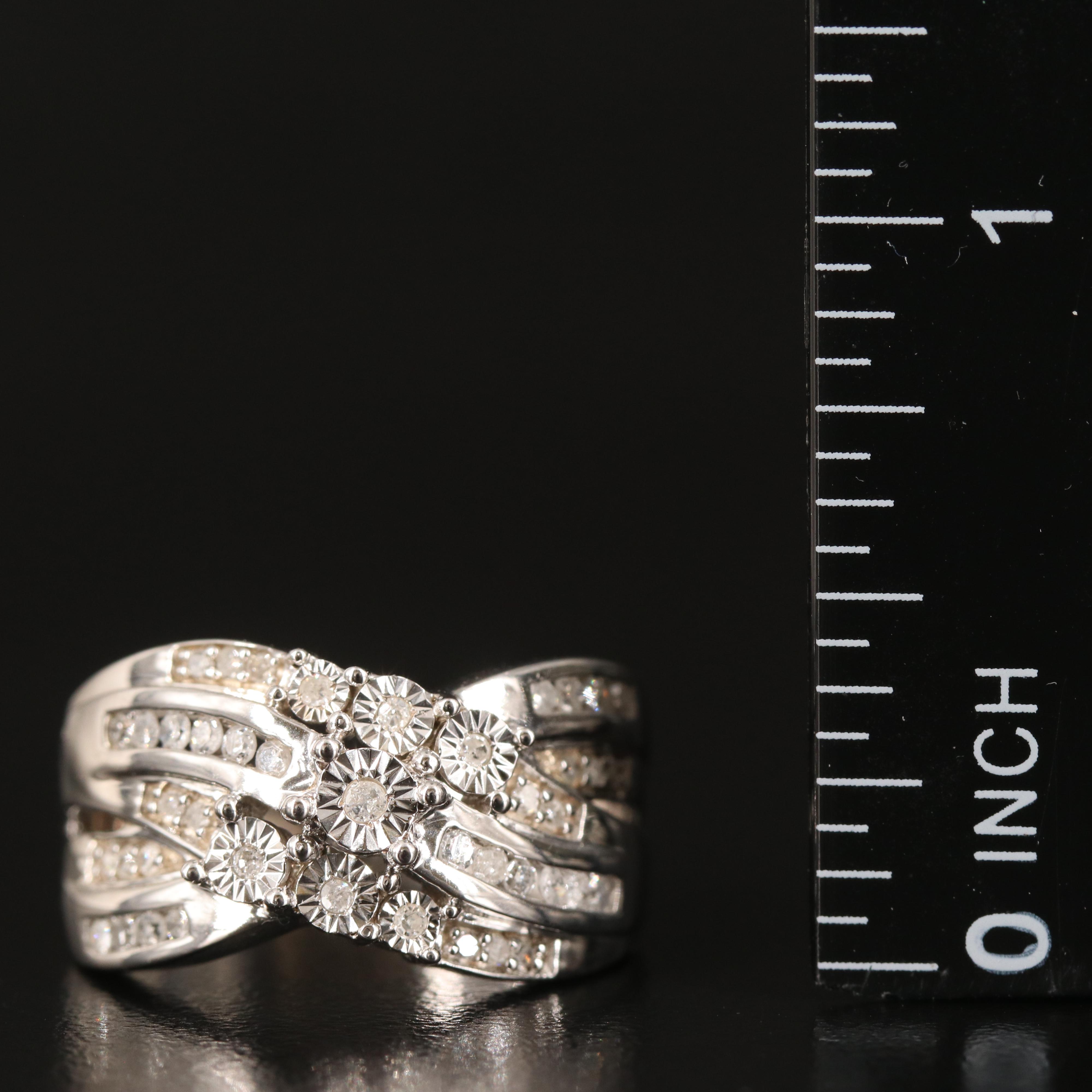 Sterling Diamond Crossover Ring