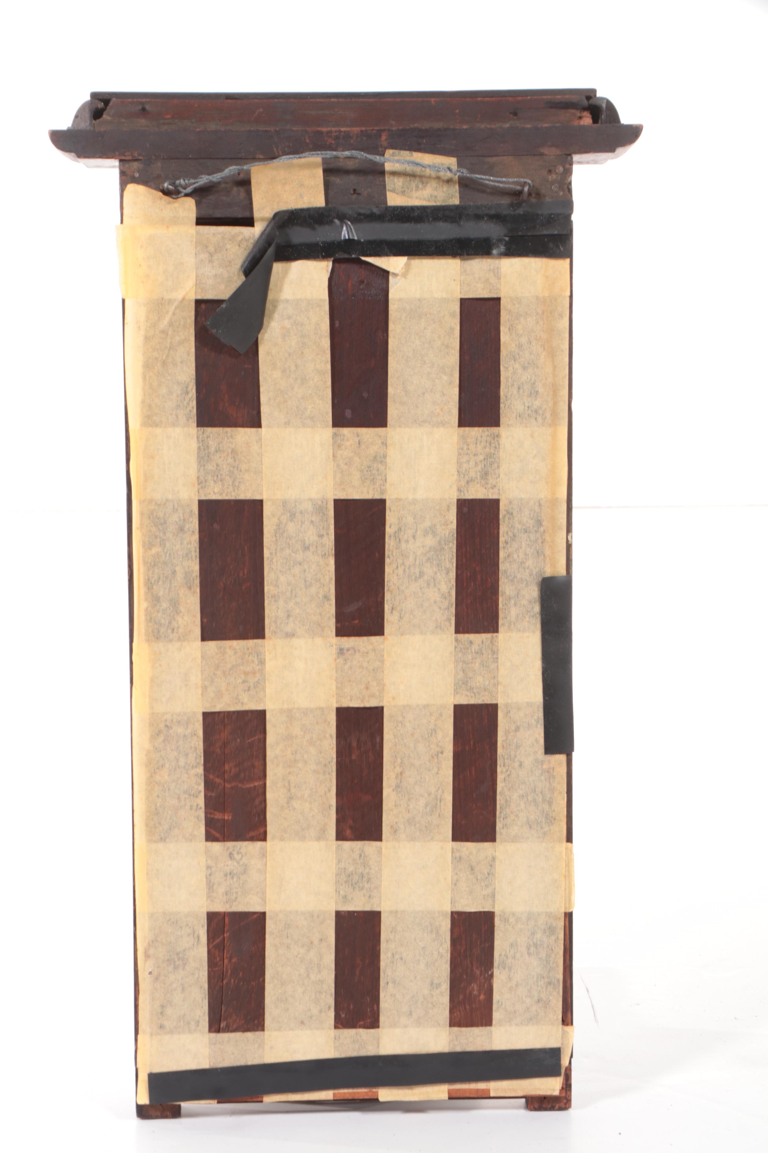 Victorian Walnut Finish Wall Mirror with Print of Boys Playing Leapfrog, 19th C