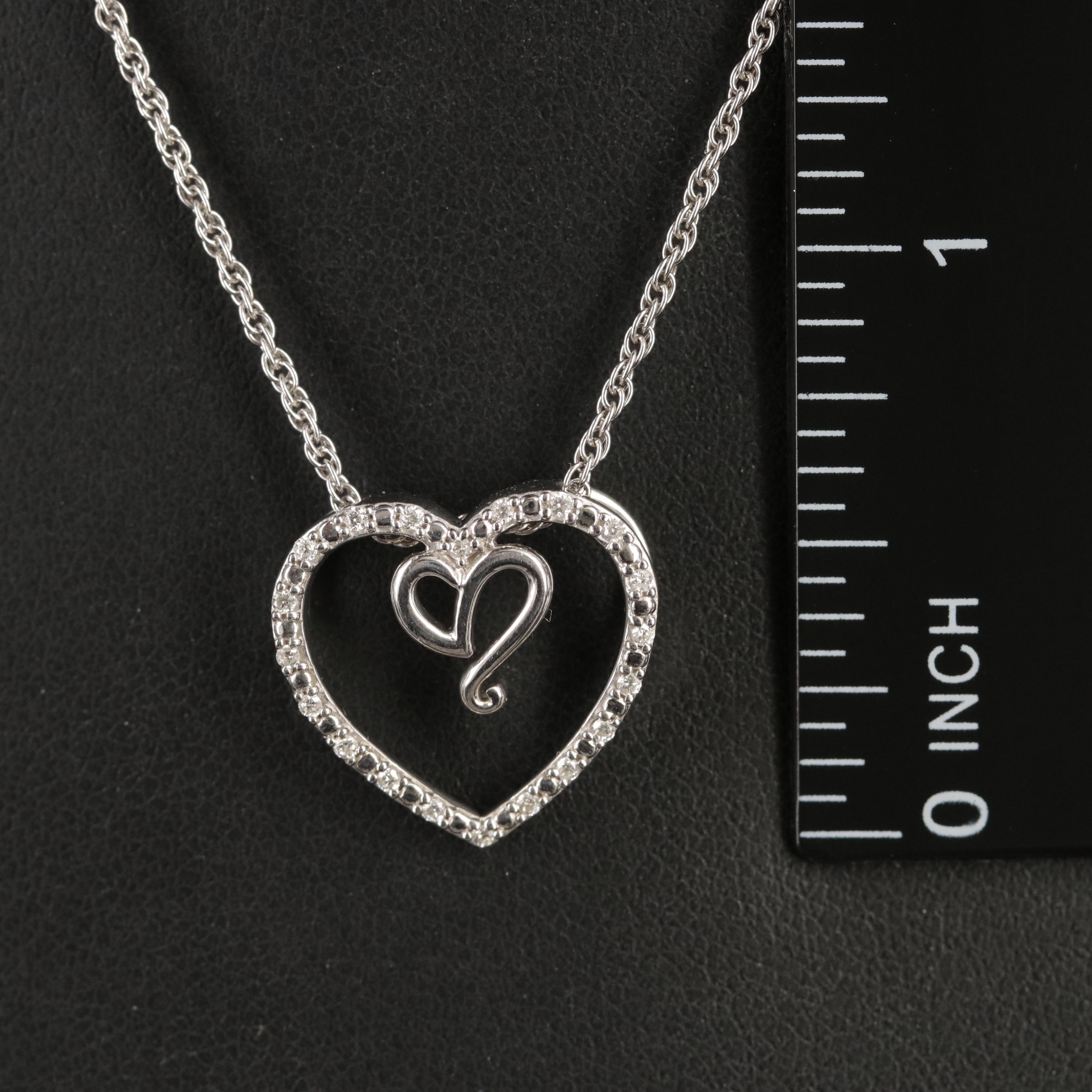 Sterling Diamond Heart Pendant Necklace