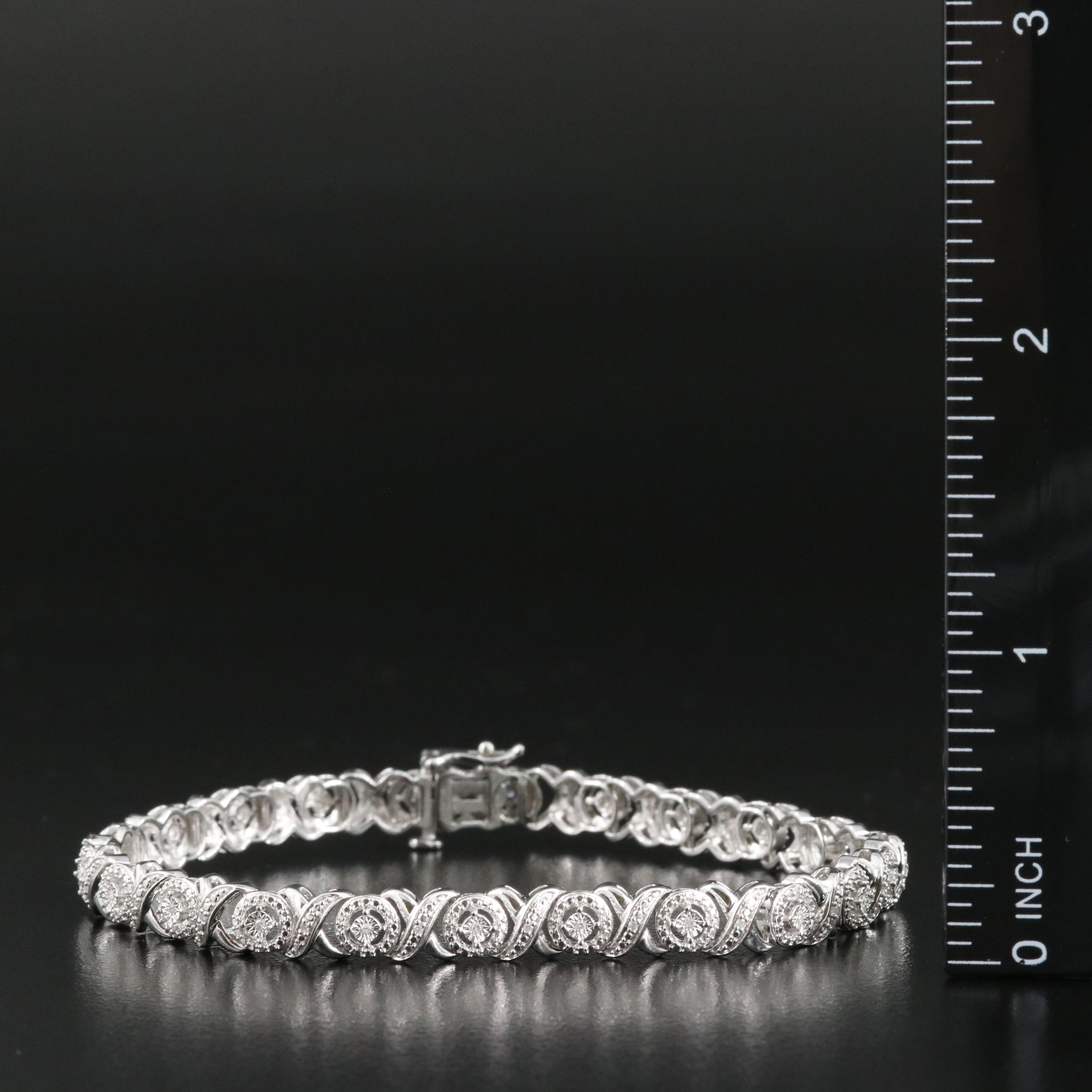 Sterling Diamond XO Link Bracelet