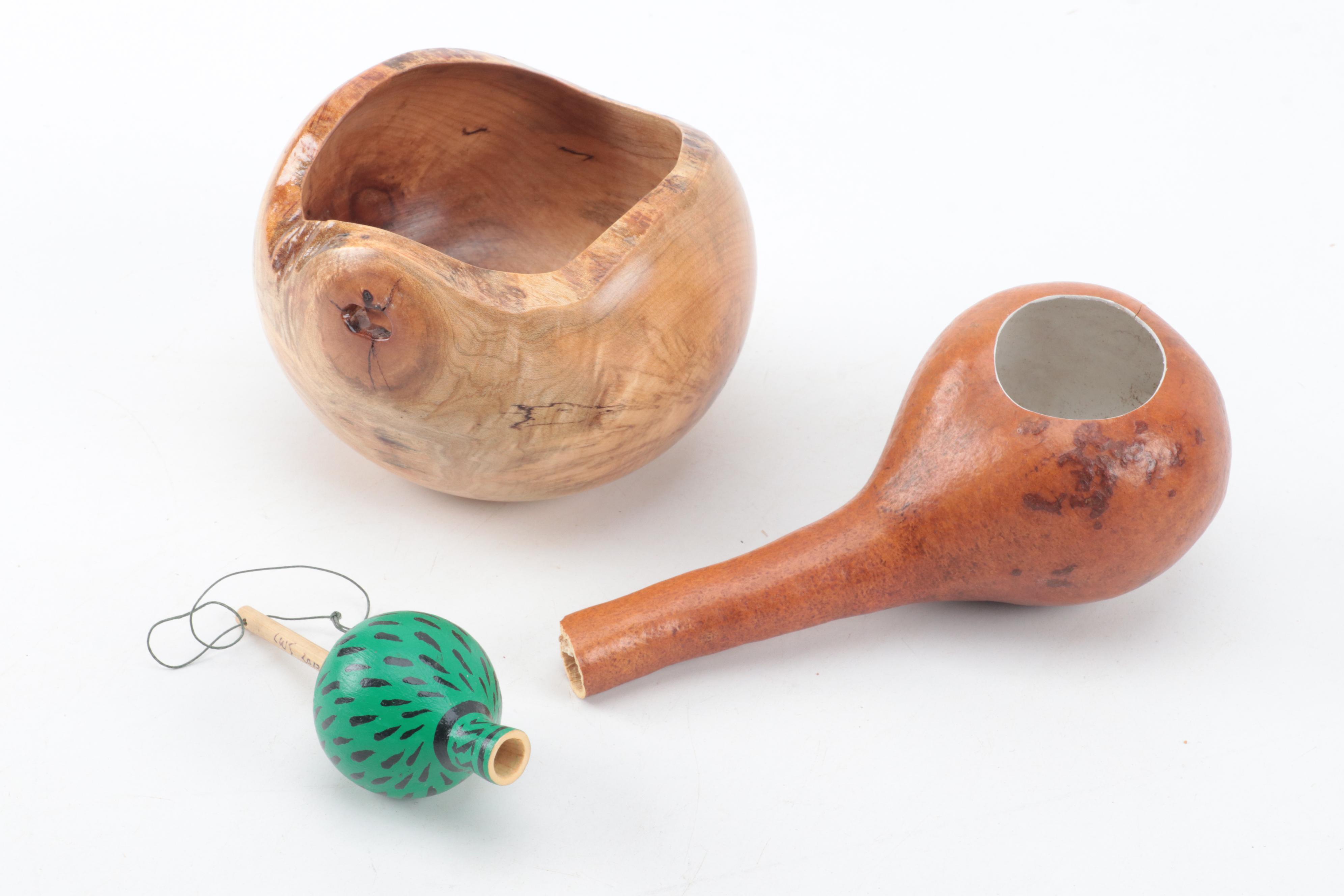 Oxford Gourd Ensemble with Larry Sherman Gourd and Spalted-Maple Bowl