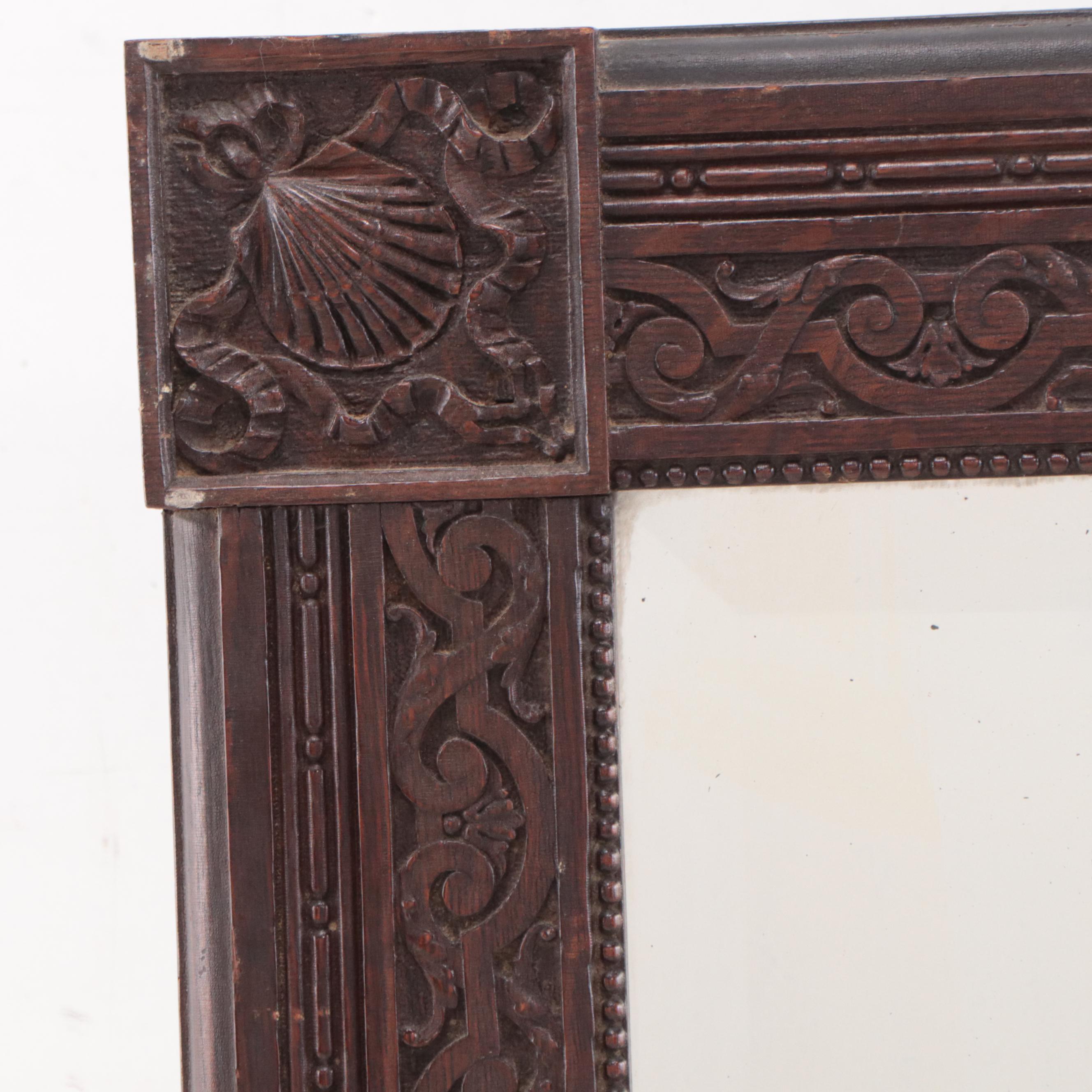 Renaissance Revival Carved Oak Wall Mirror