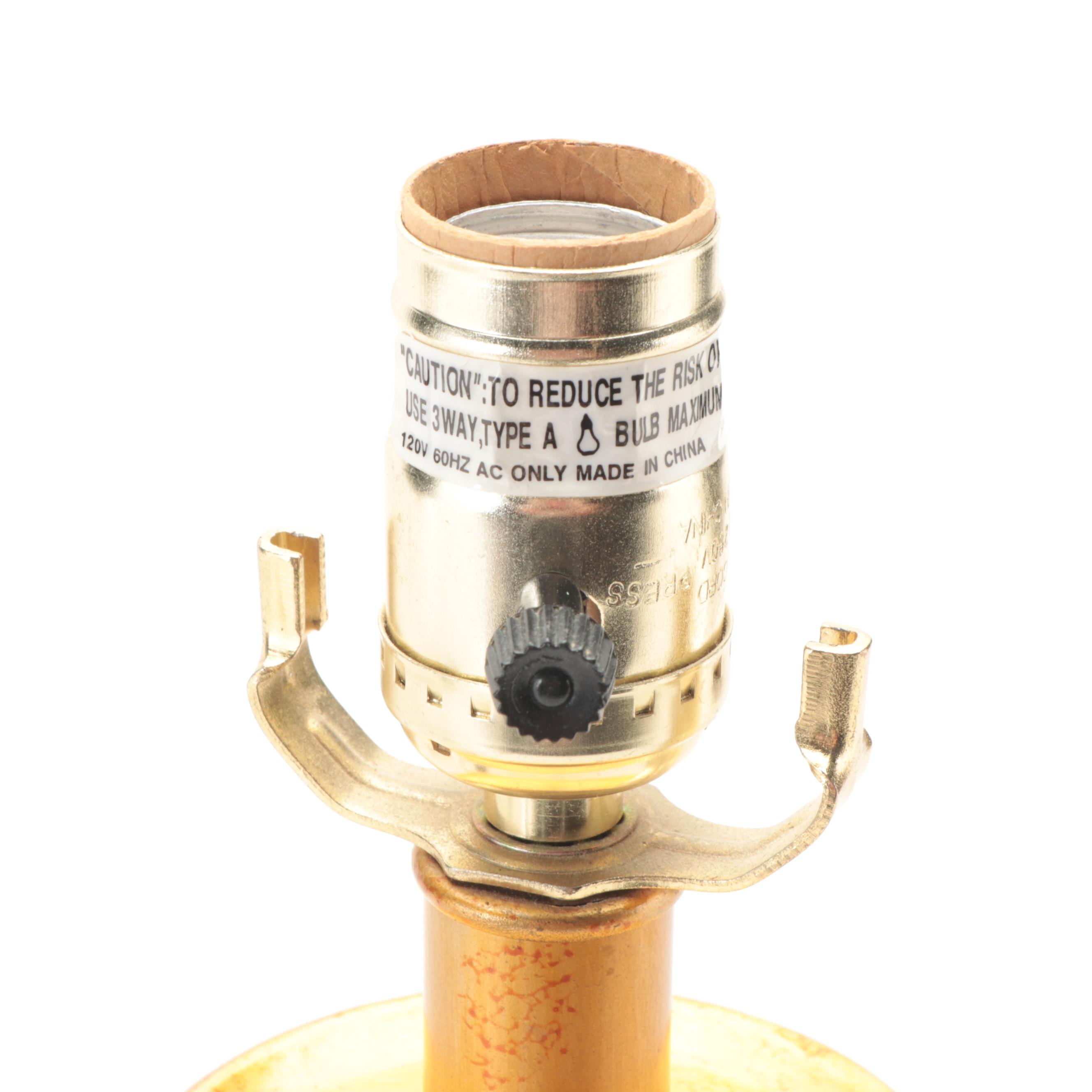 Gold Colored Artichoke and Torchiere Base Table Lamps, Contemporary