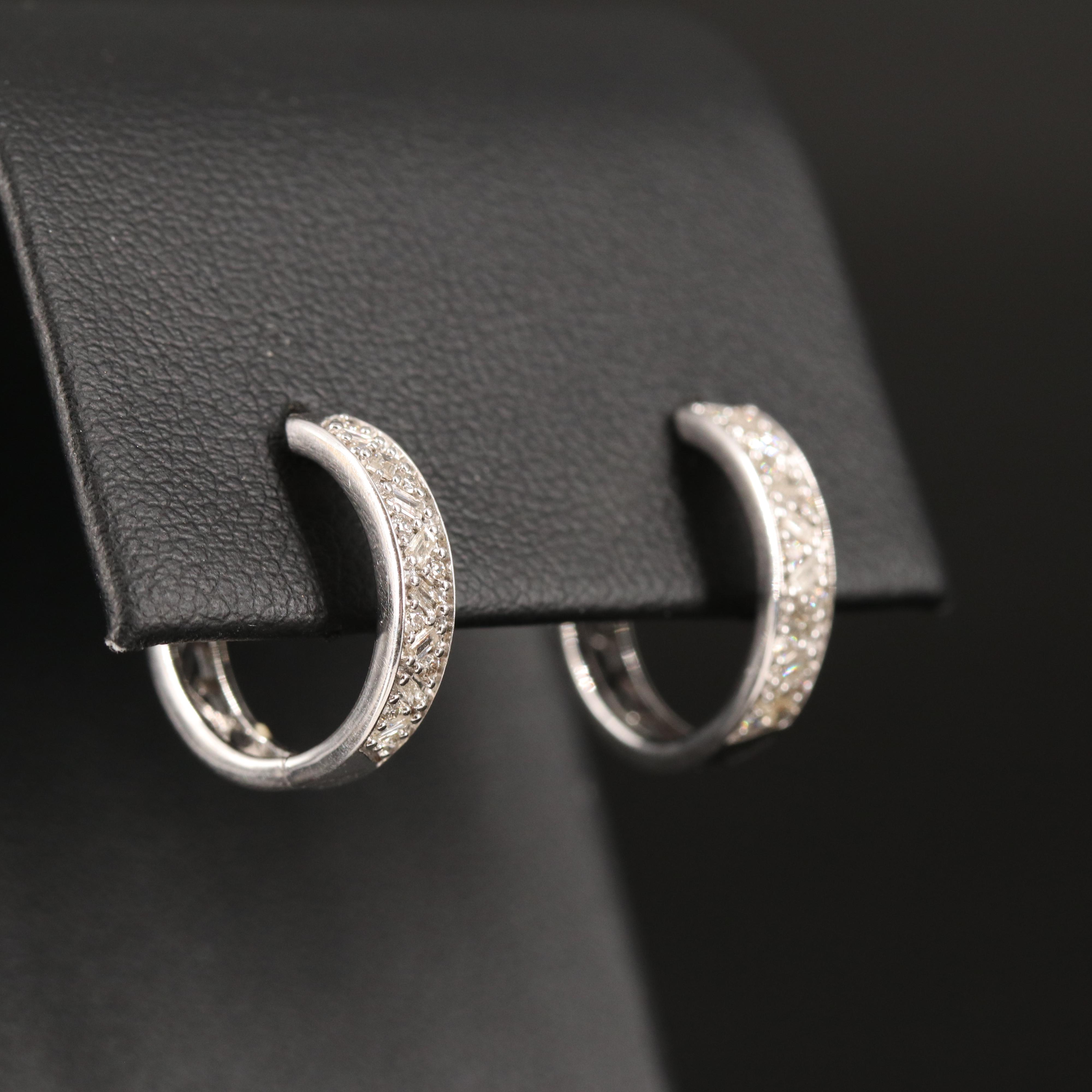 Sterling Diamond Hoop Earrings