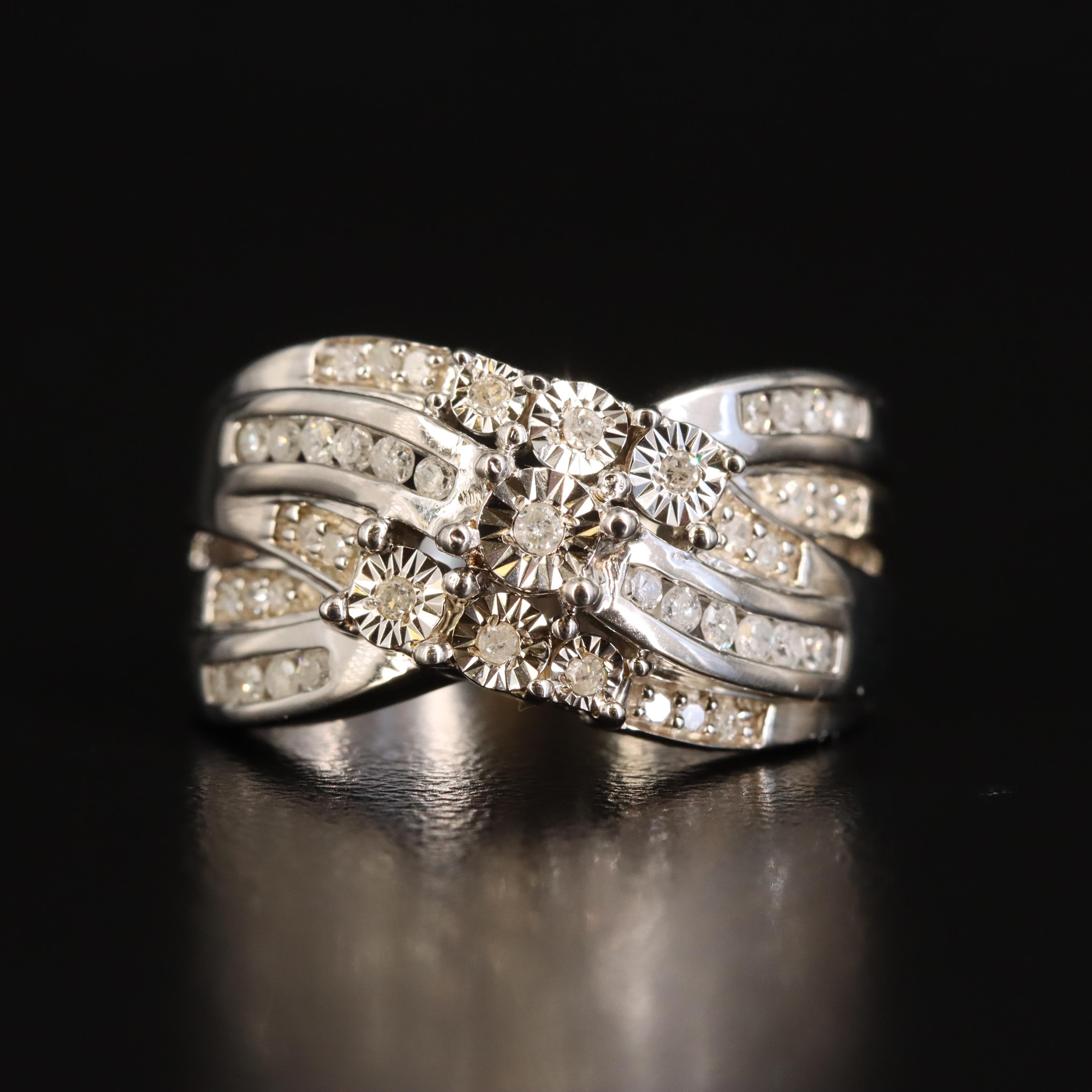 Sterling Diamond Crossover Ring