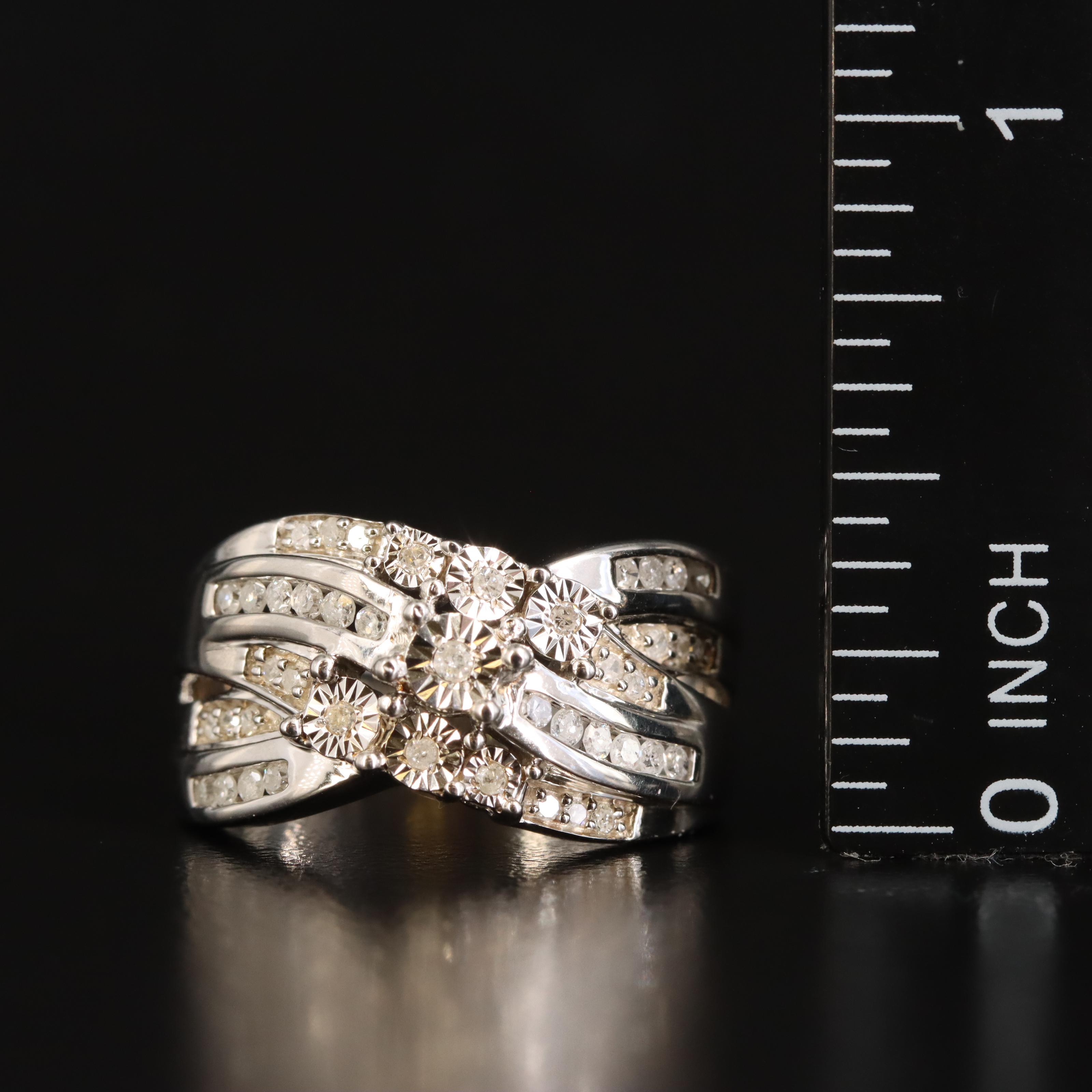 Sterling Diamond Crossover Ring