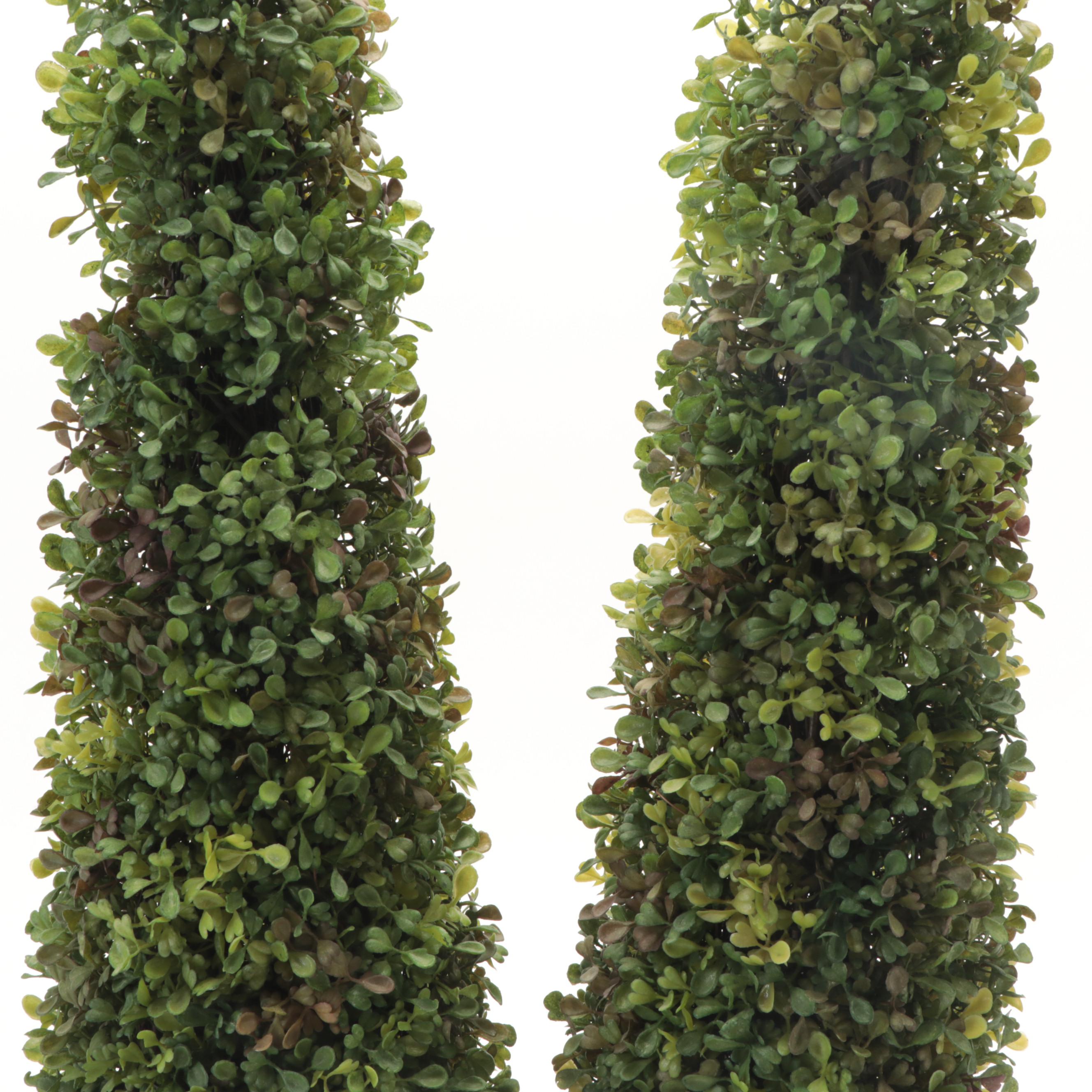 Faux Box Topiaries with Fleur-de-lis Finials