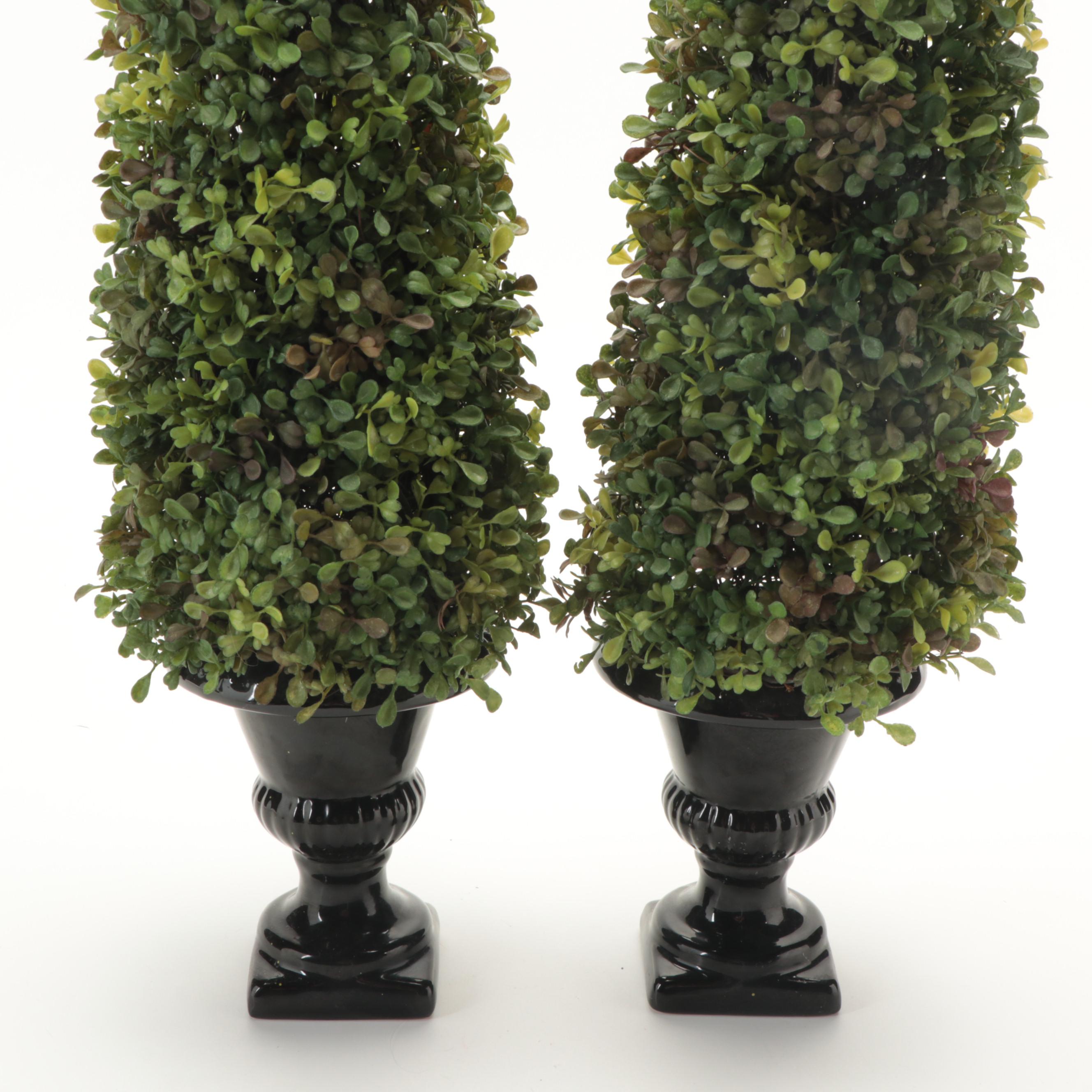 Faux Box Topiaries with Fleur-de-lis Finials