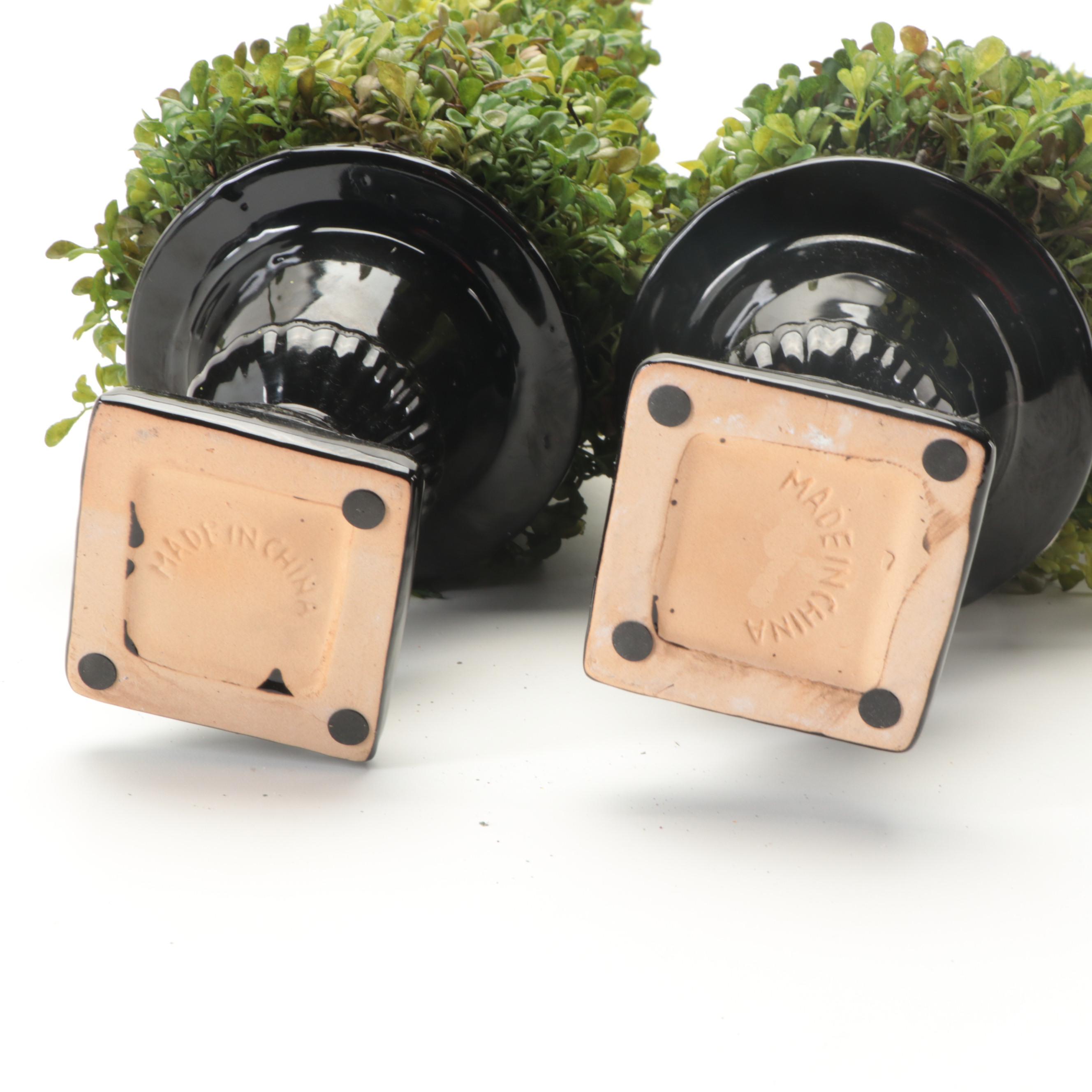 Faux Box Topiaries with Fleur-de-lis Finials