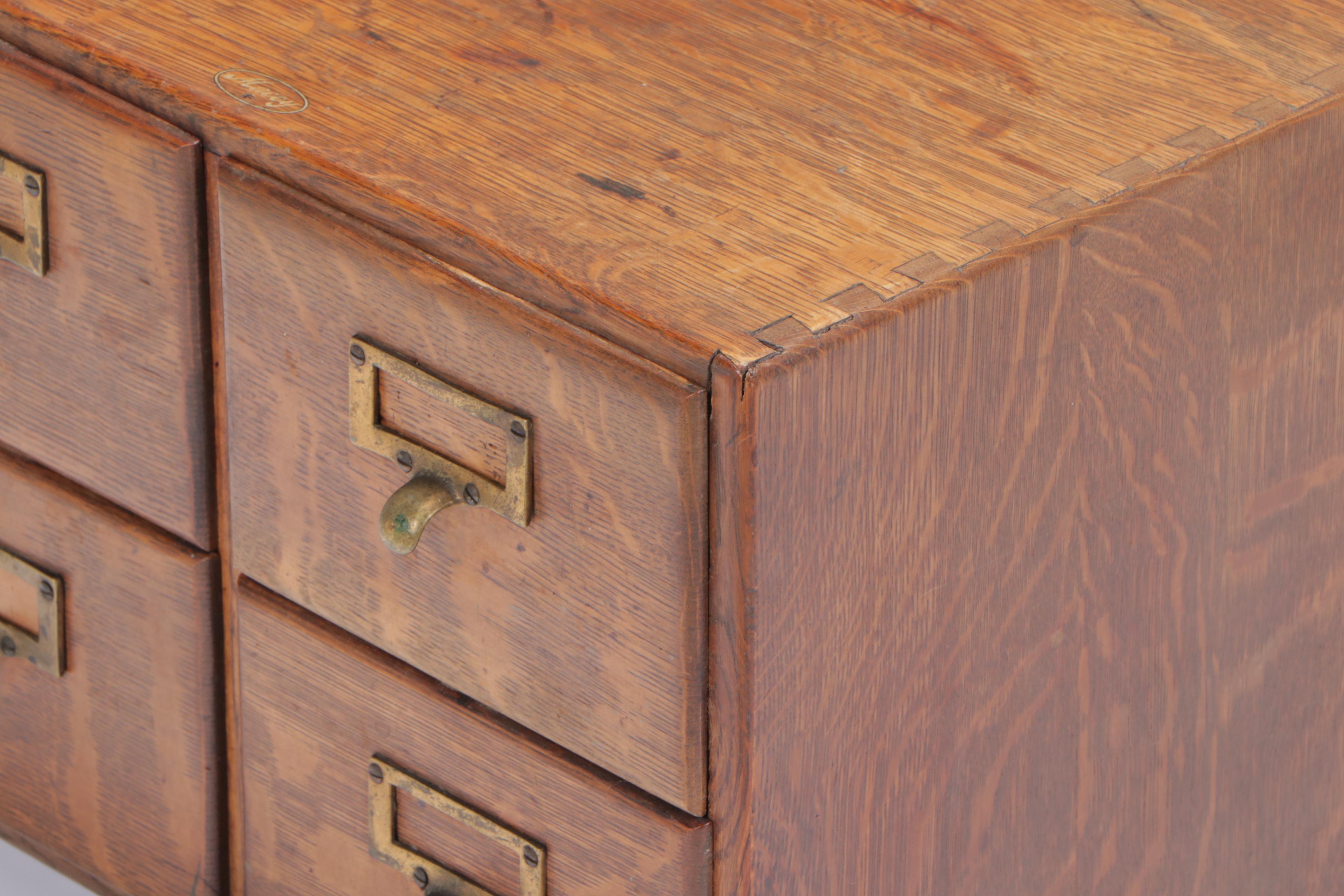 Macey Quartersawn Oak Four-Drawer Card File, Early 20th Century