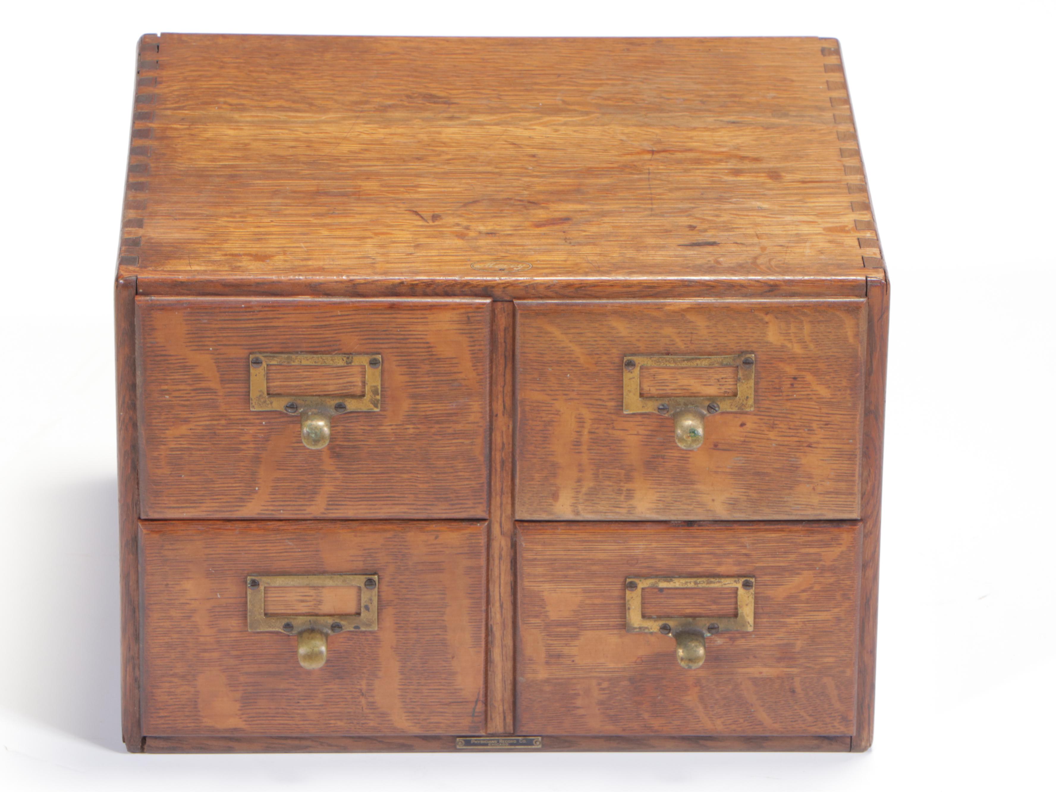Macey Quartersawn Oak Four-Drawer Card File, Early 20th Century