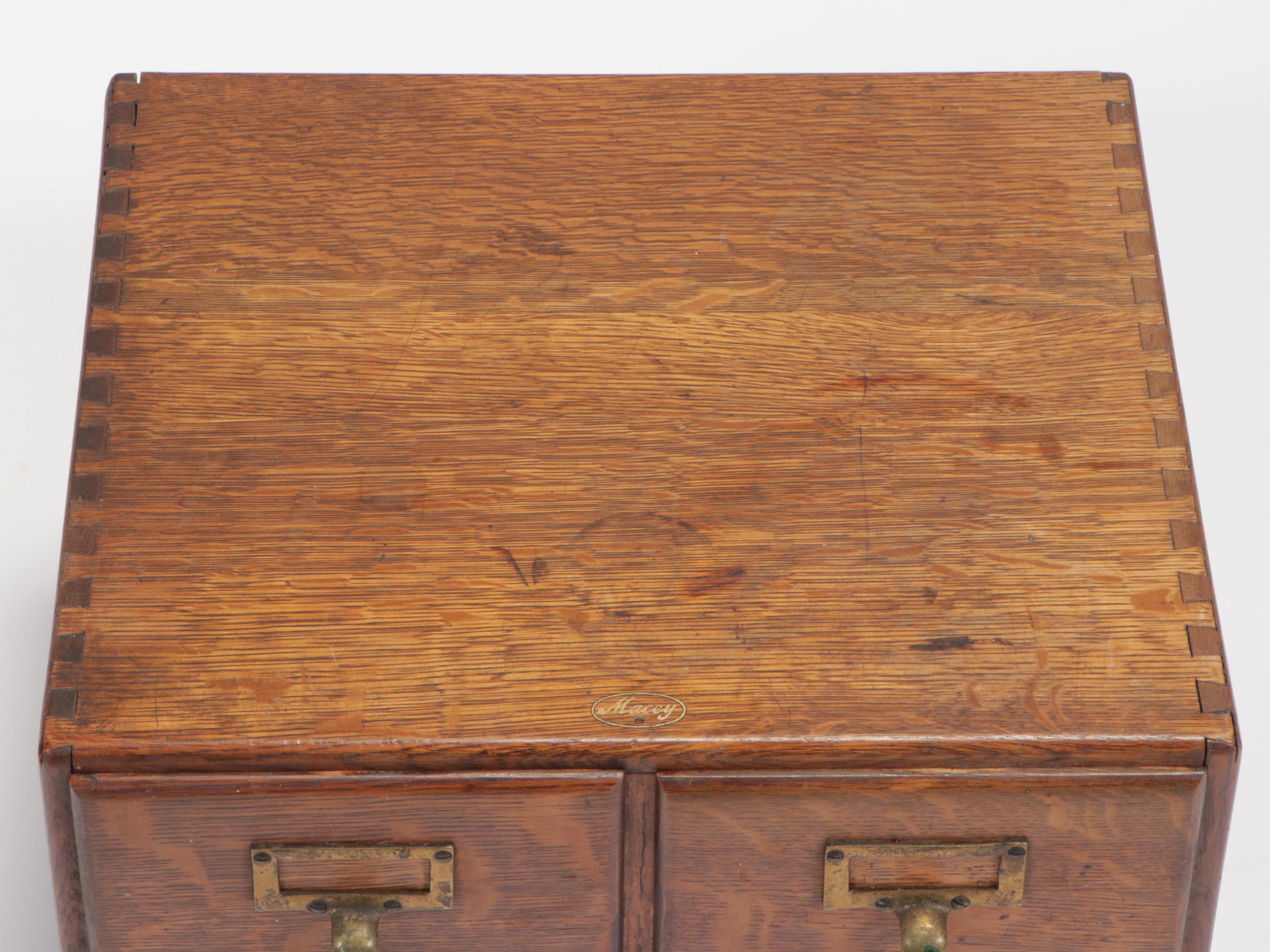 Macey Quartersawn Oak Four-Drawer Card File, Early 20th Century