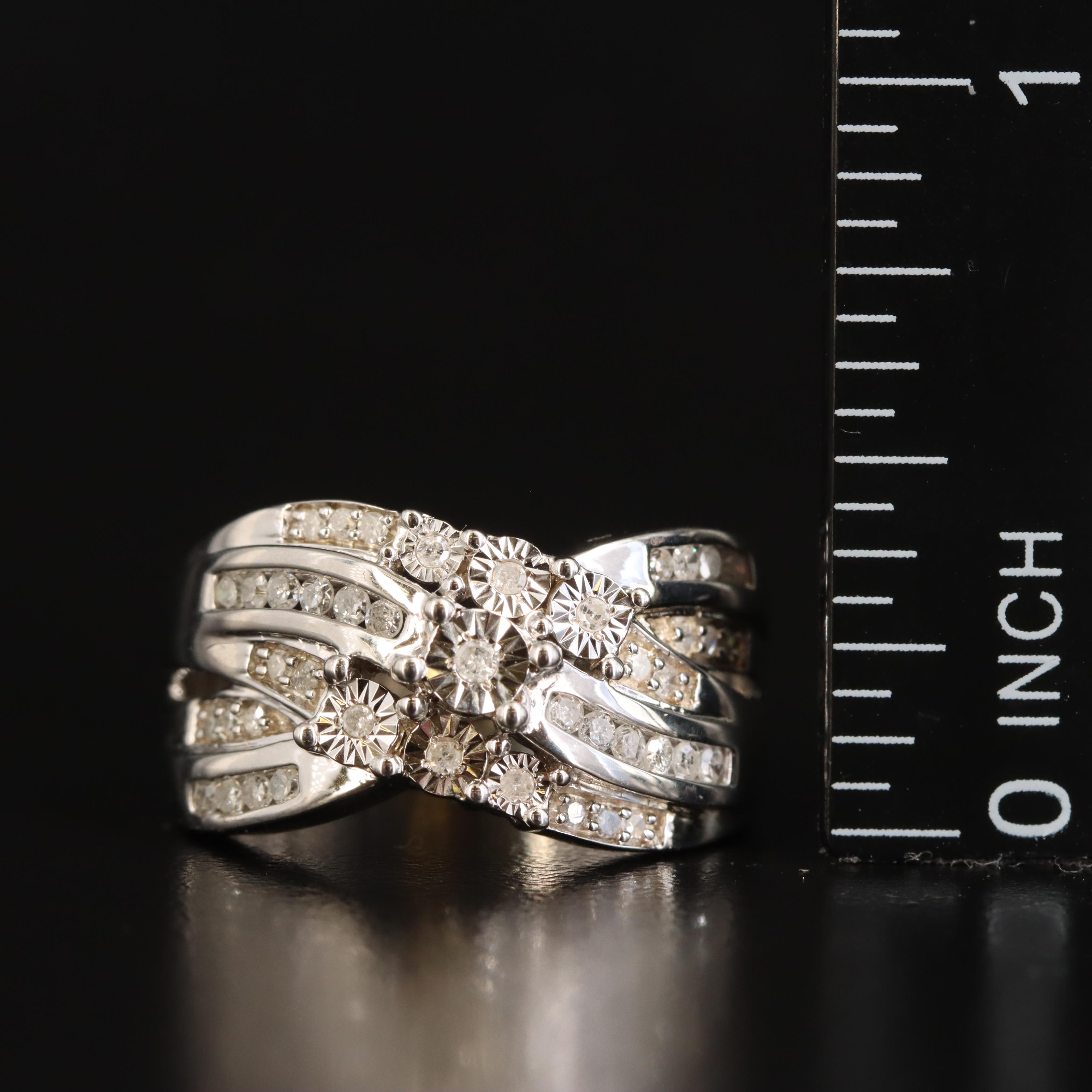 Sterling Diamond Crossover Ring