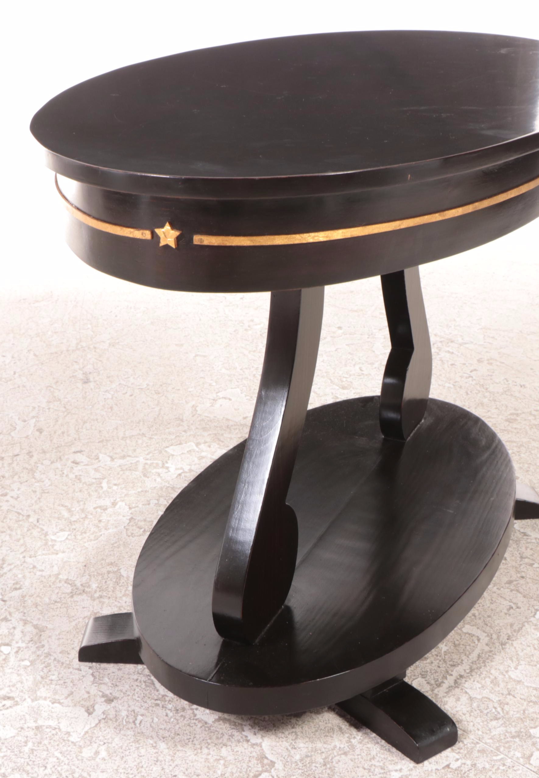 American Empire Style Ebonized and Parcel-Gilt Console Table