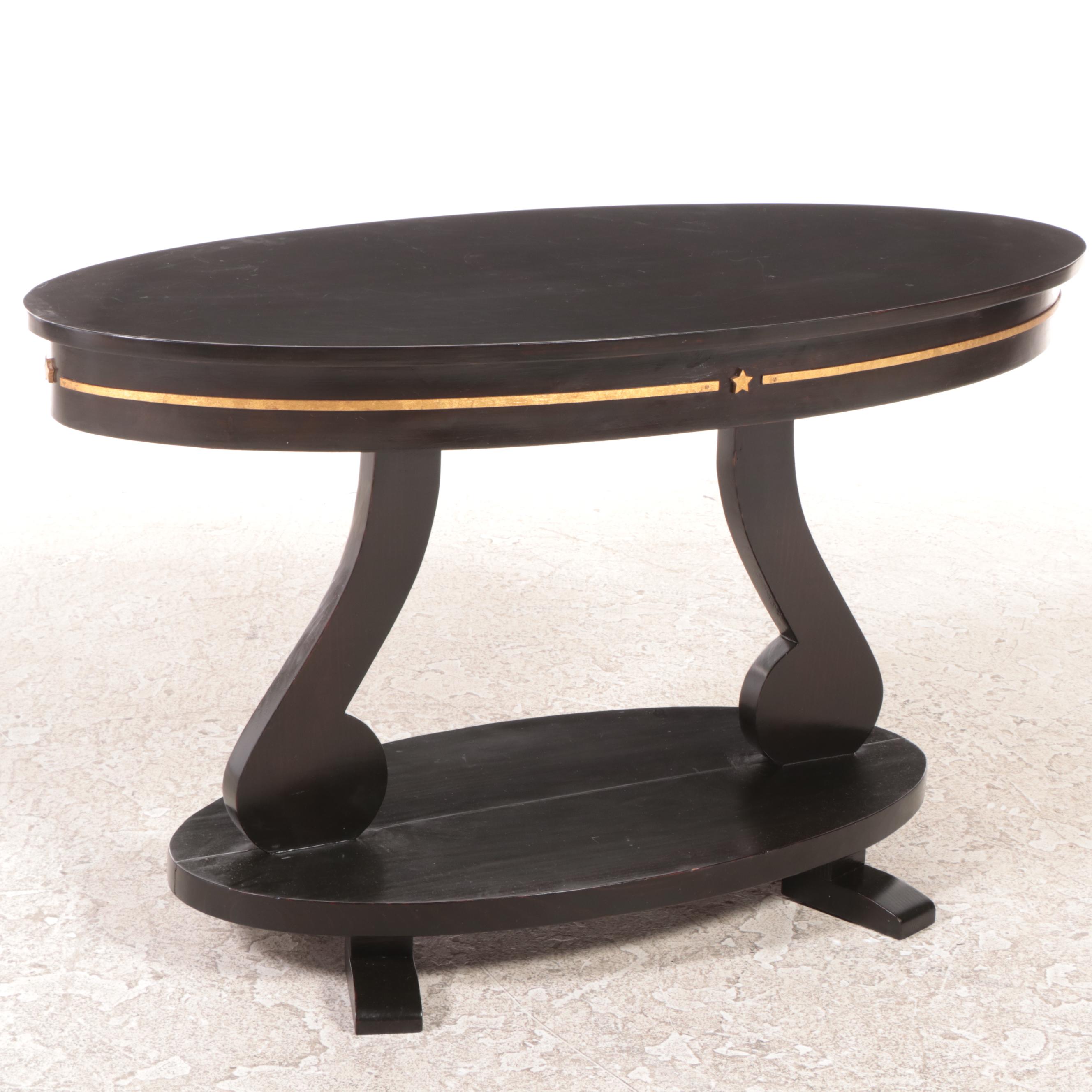 American Empire Style Ebonized and Parcel-Gilt Console Table