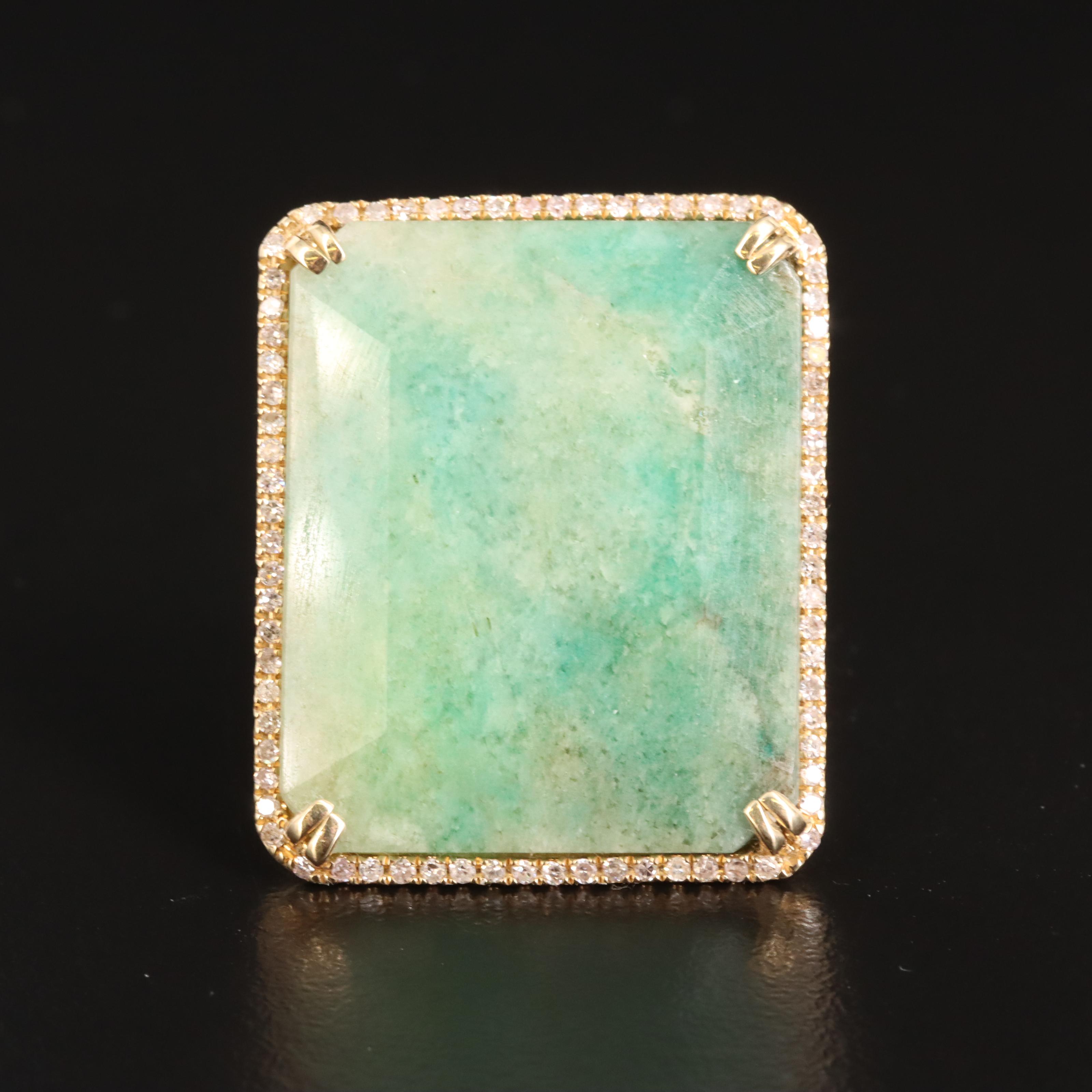 14K Beryl and Diamond Ring