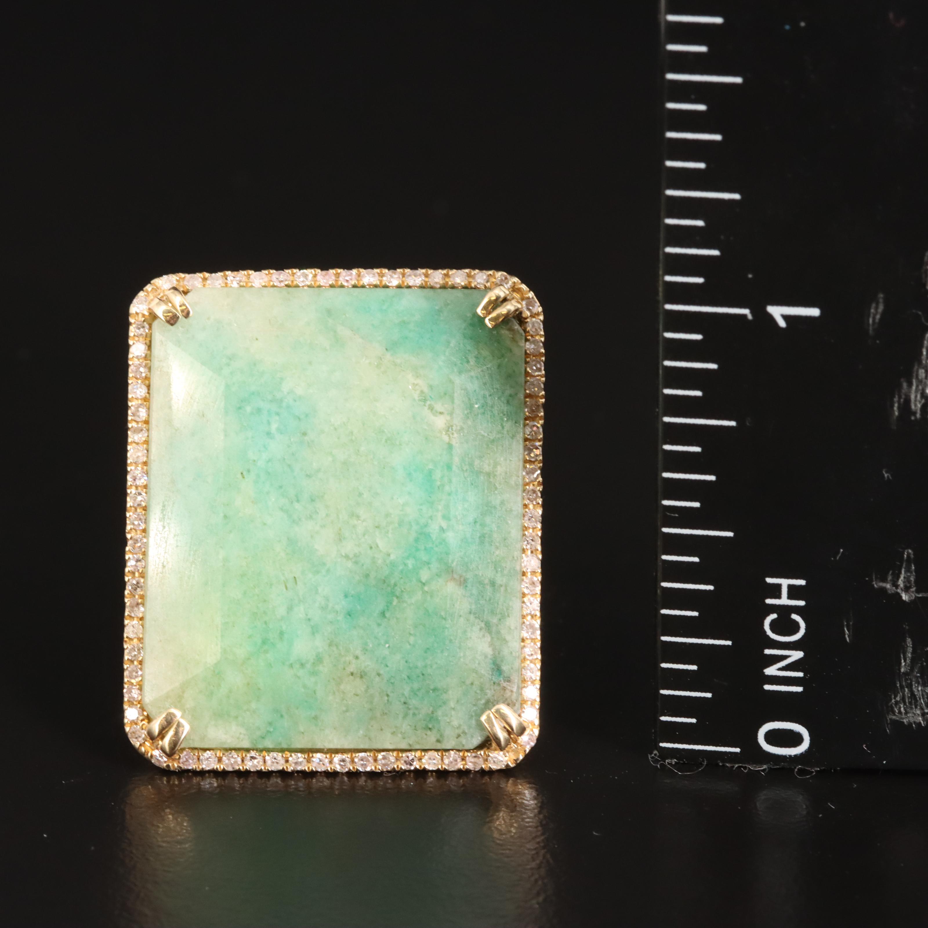 14K Beryl and Diamond Ring