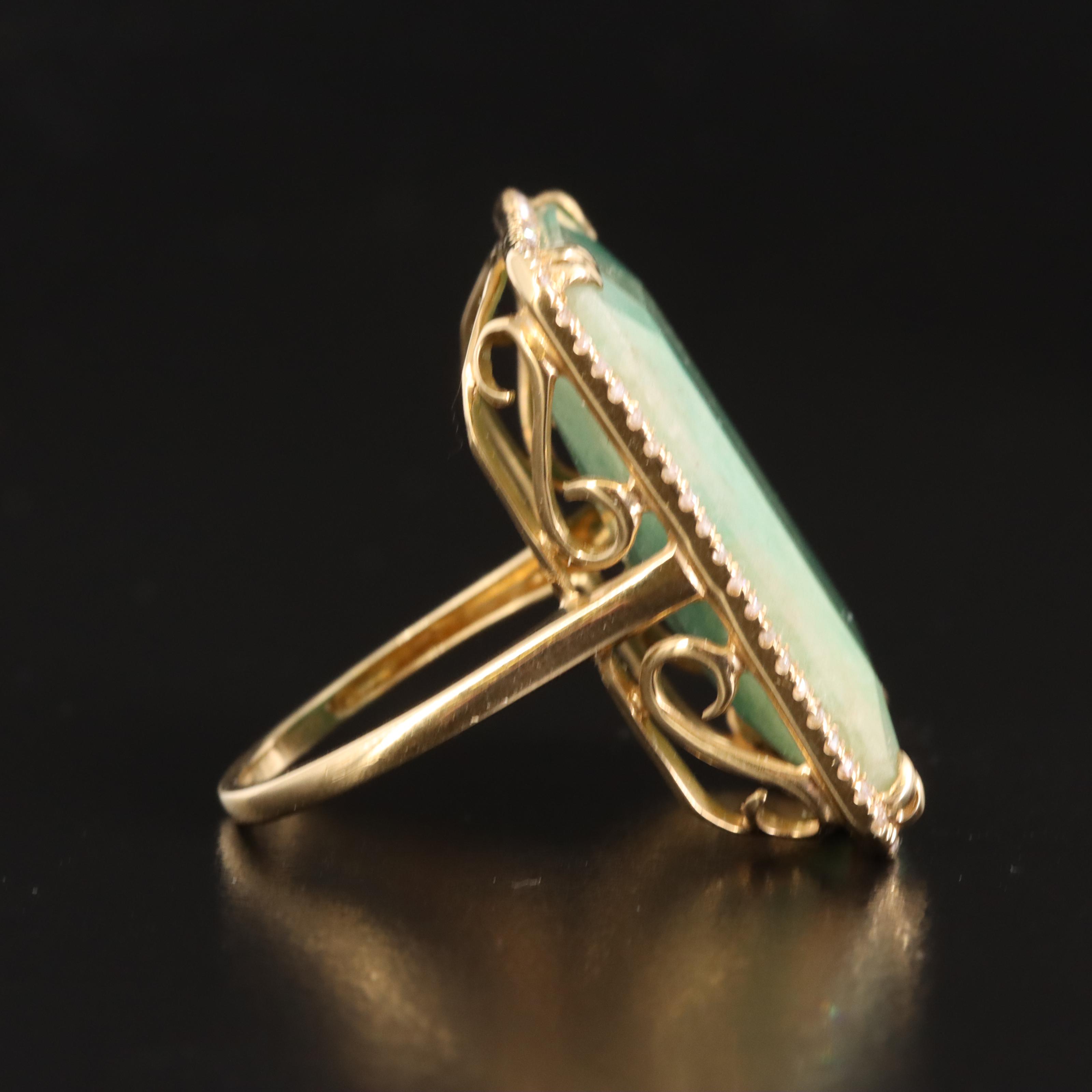 14K Beryl and Diamond Ring