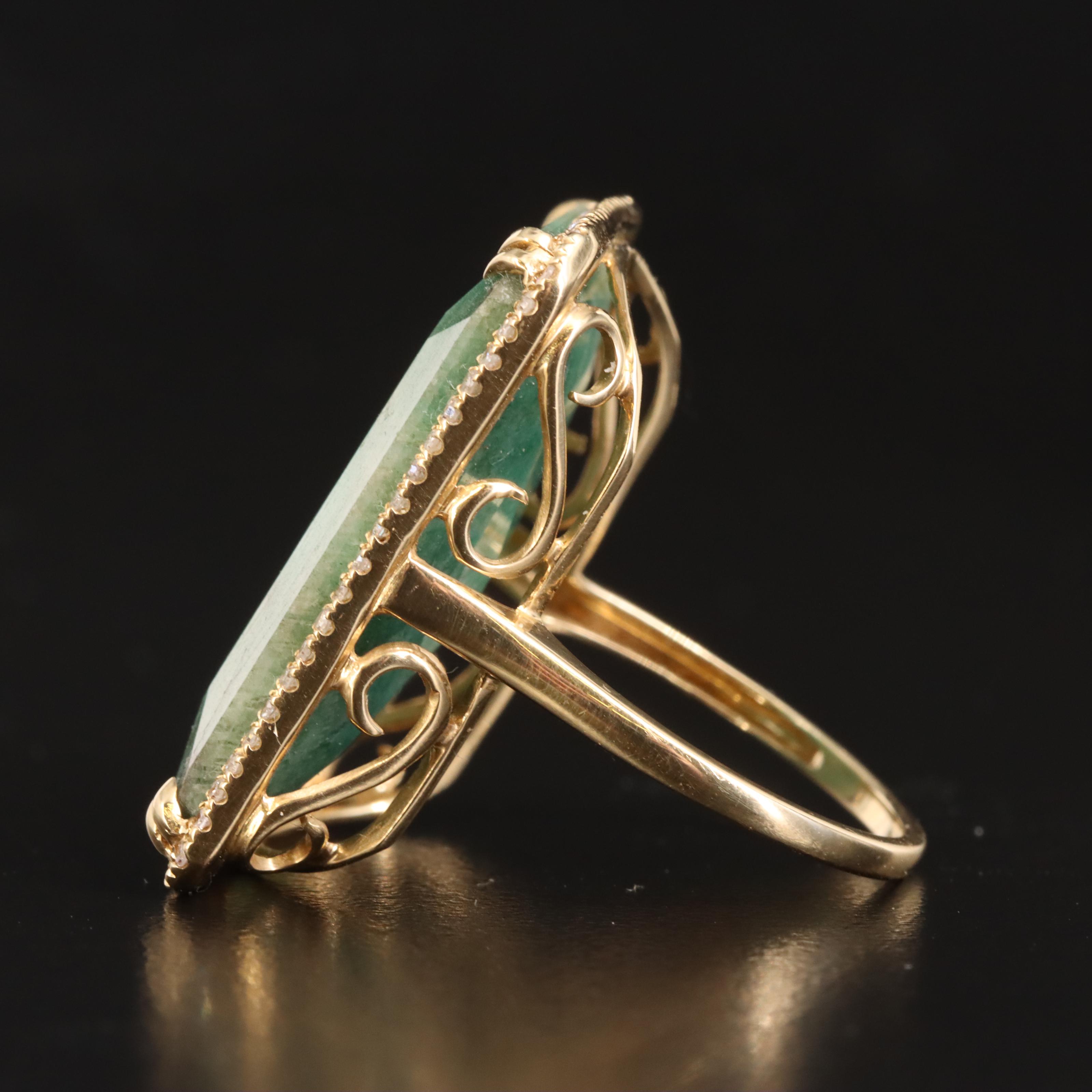 14K Beryl and Diamond Ring