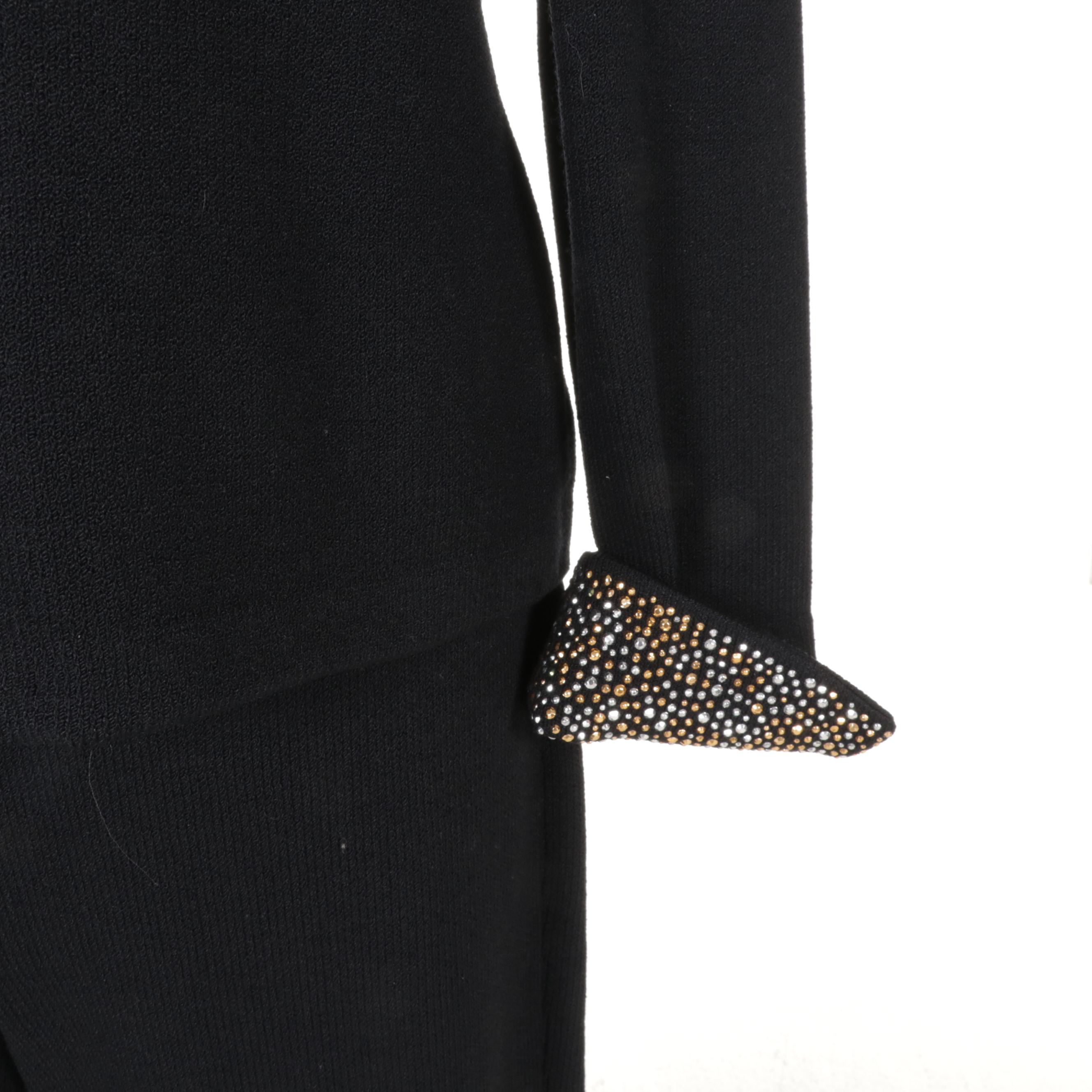 St. John Evening Knit Pantsuit with Embellished Zipper-Front Jacket