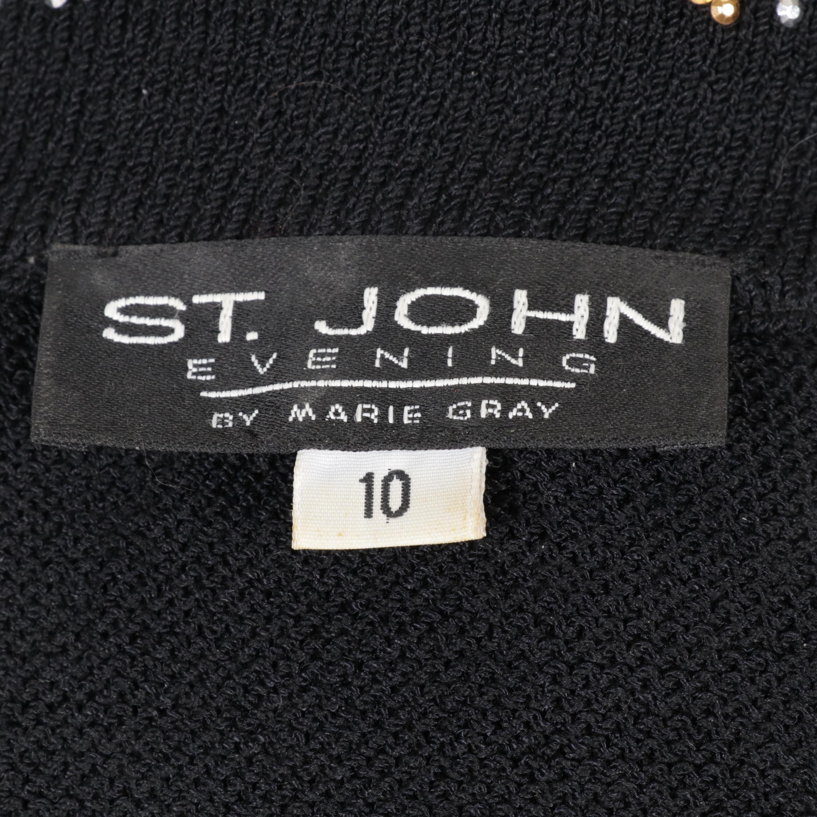 St. John Evening Knit Pantsuit with Embellished Zipper-Front Jacket