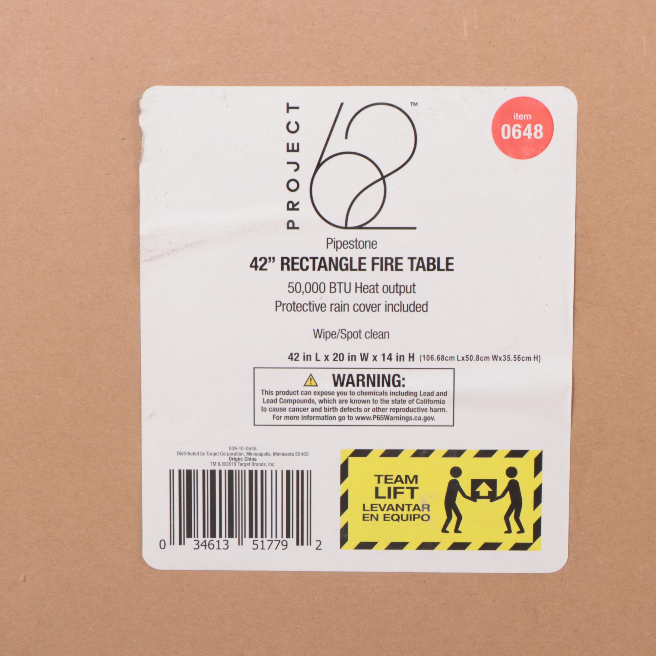 Project 62 Pipestone 42" Rectangular Fire Table