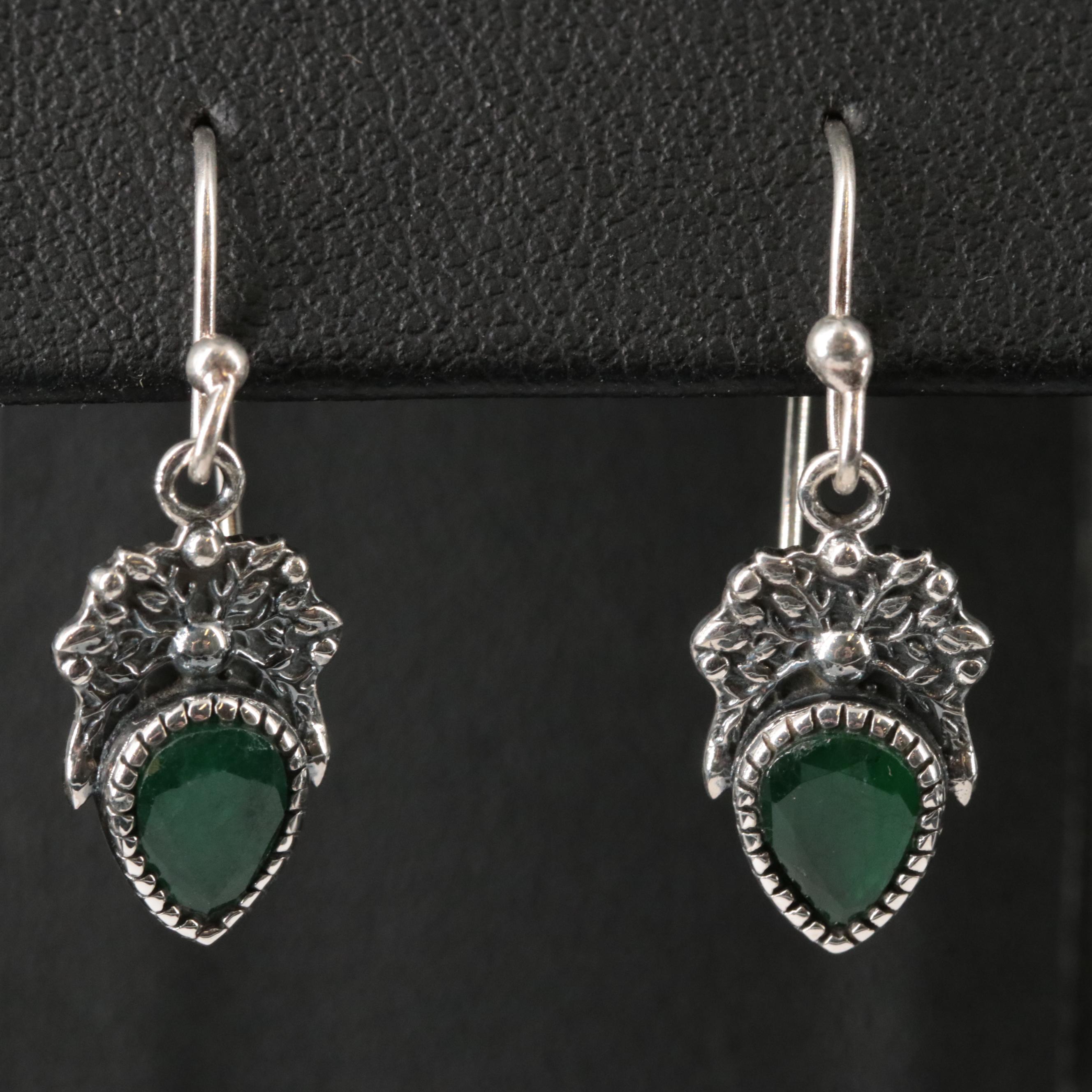 Sterling Emerald Earrings