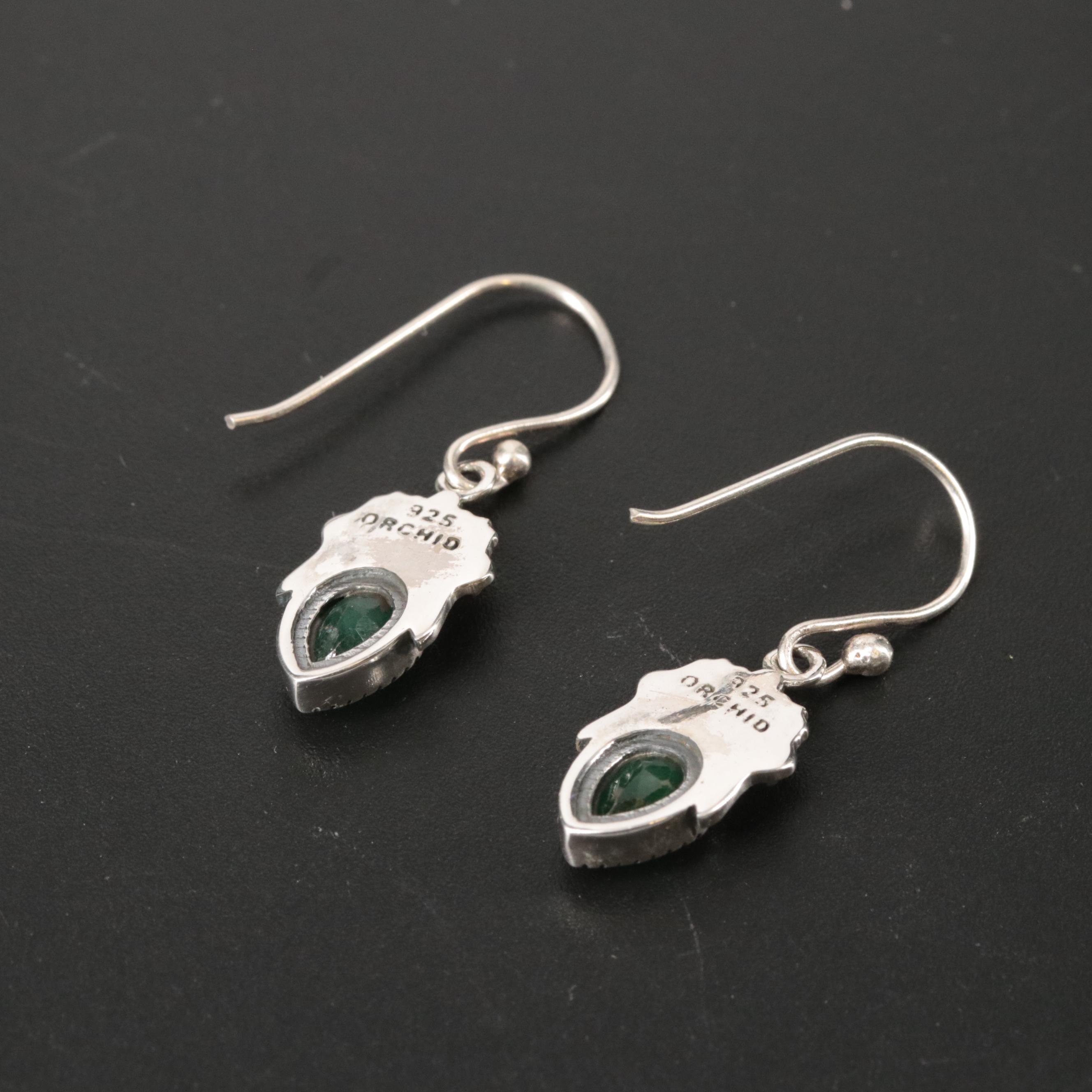 Sterling Emerald Earrings