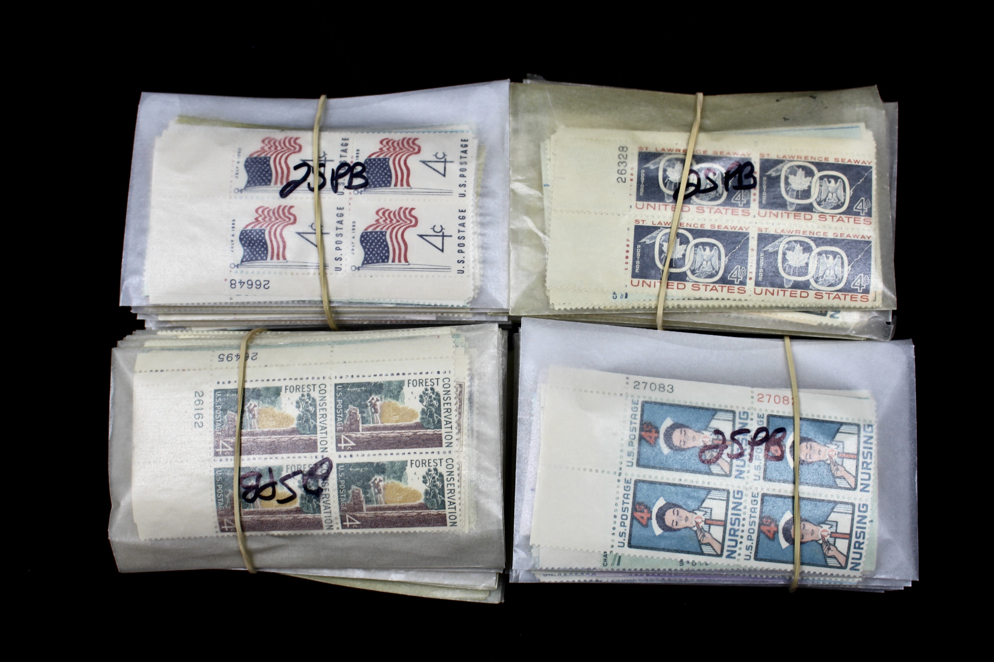 1,000 4-Cent Postage Stamp Plate Blocks, 1950s