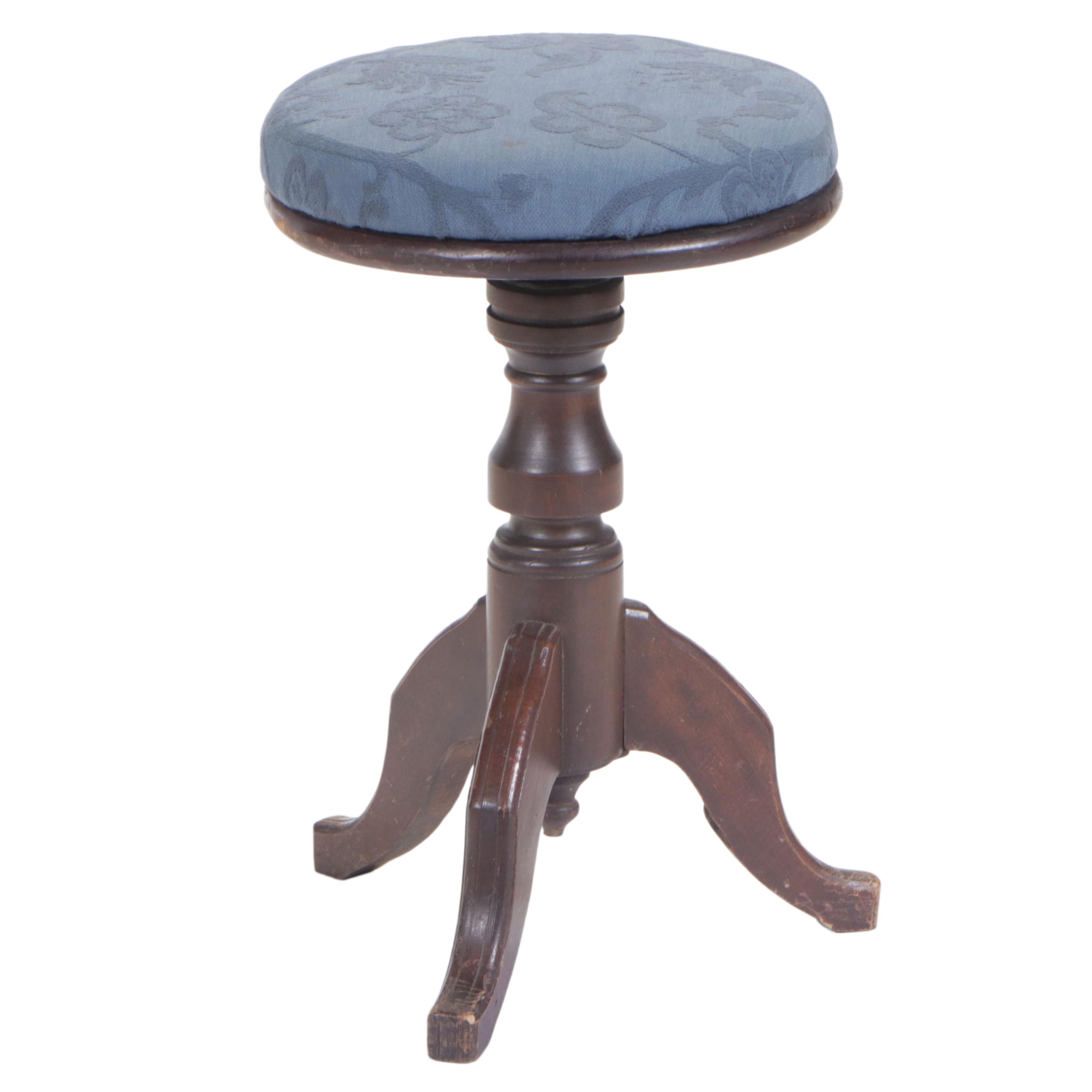 Victorian Walnut Revolving Piano Stool, Late 19th Century