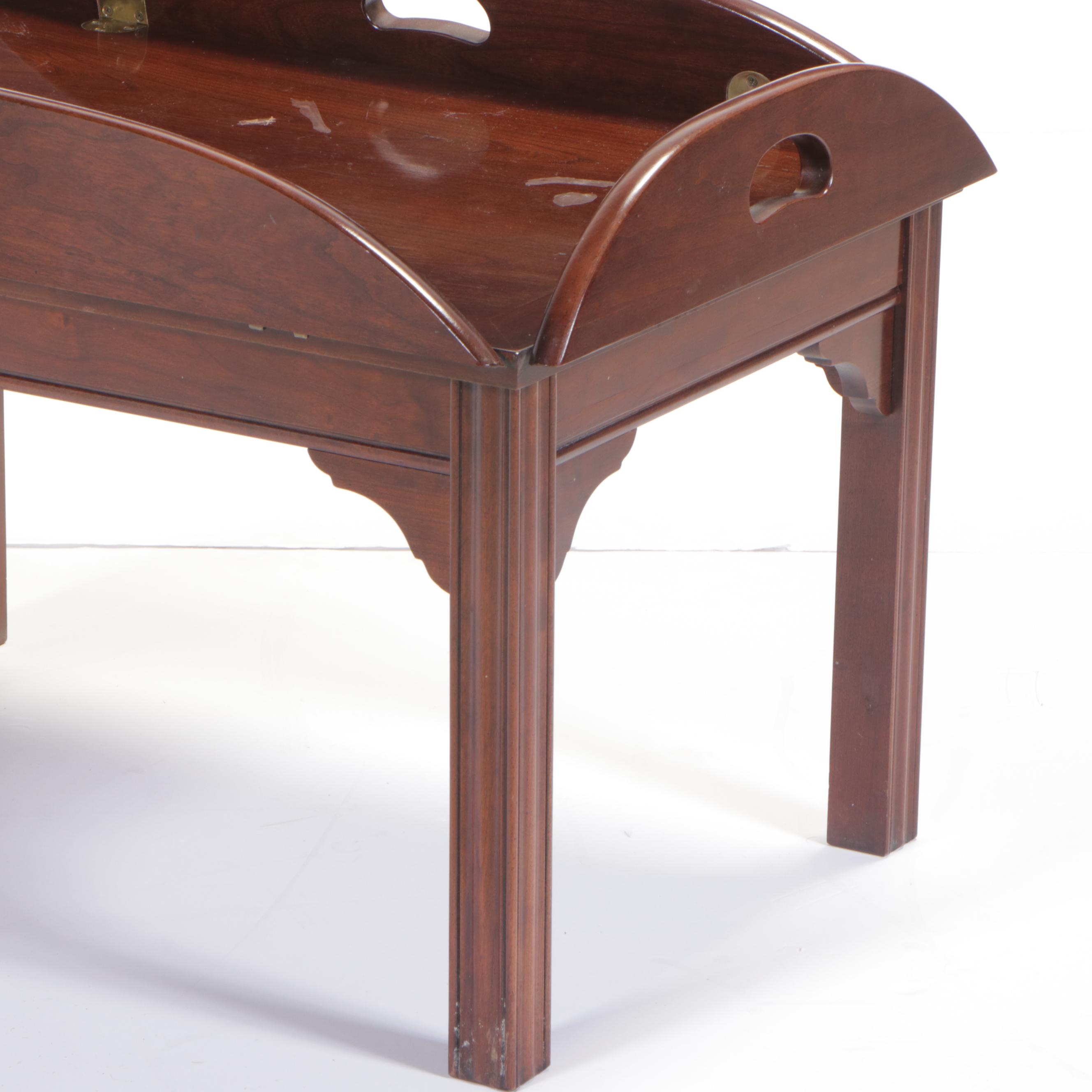 Thomasville Chippendale Style Cherrywood Butler's Tray Coffee Table