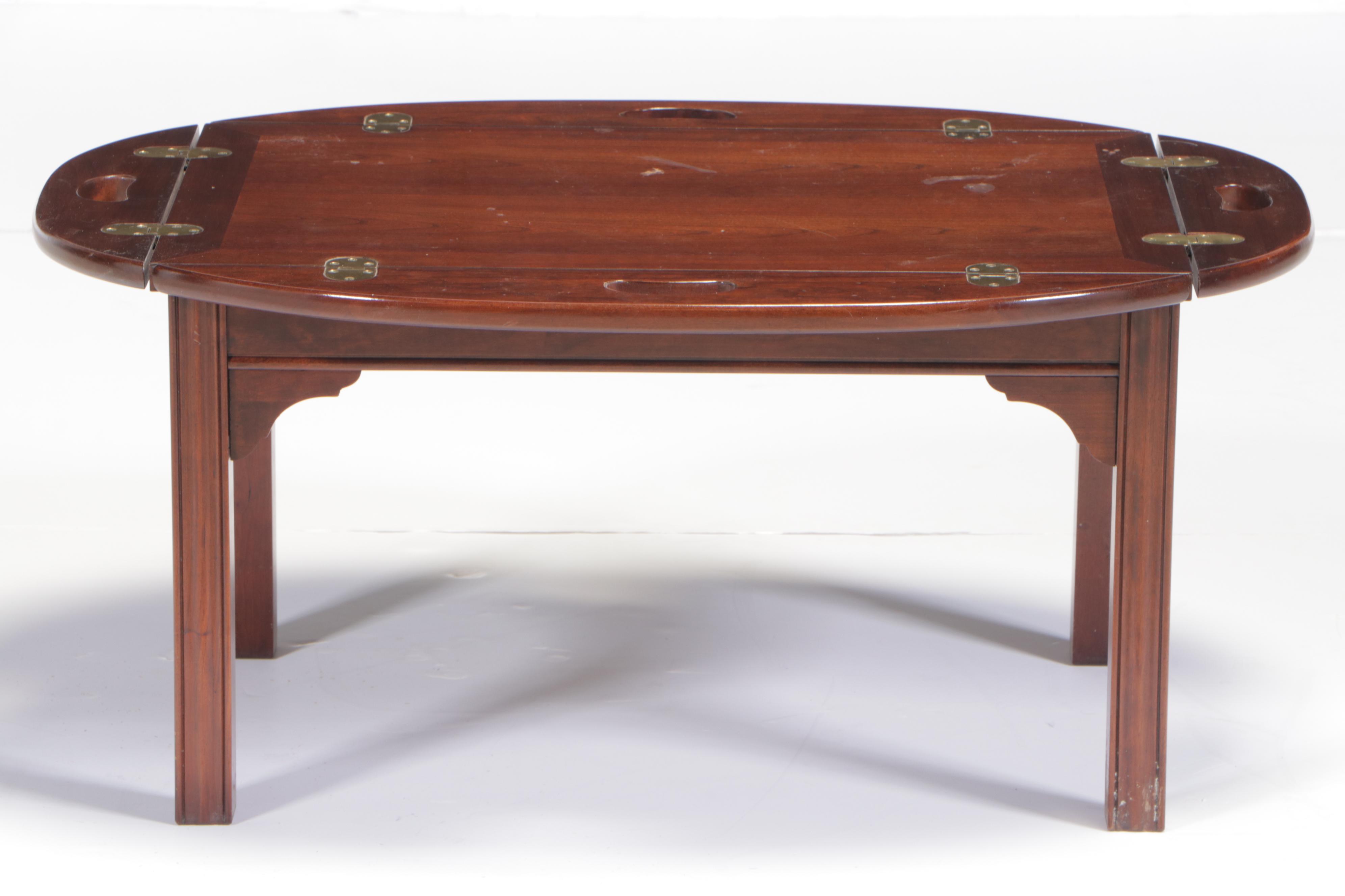 Thomasville Chippendale Style Cherrywood Butler's Tray Coffee Table