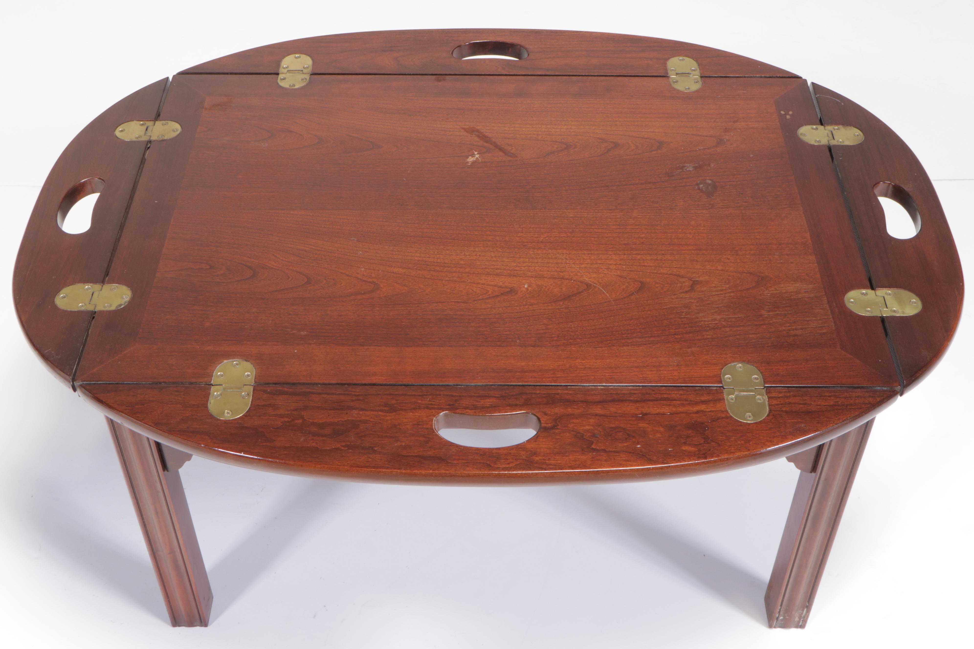 Thomasville Chippendale Style Cherrywood Butler's Tray Coffee Table
