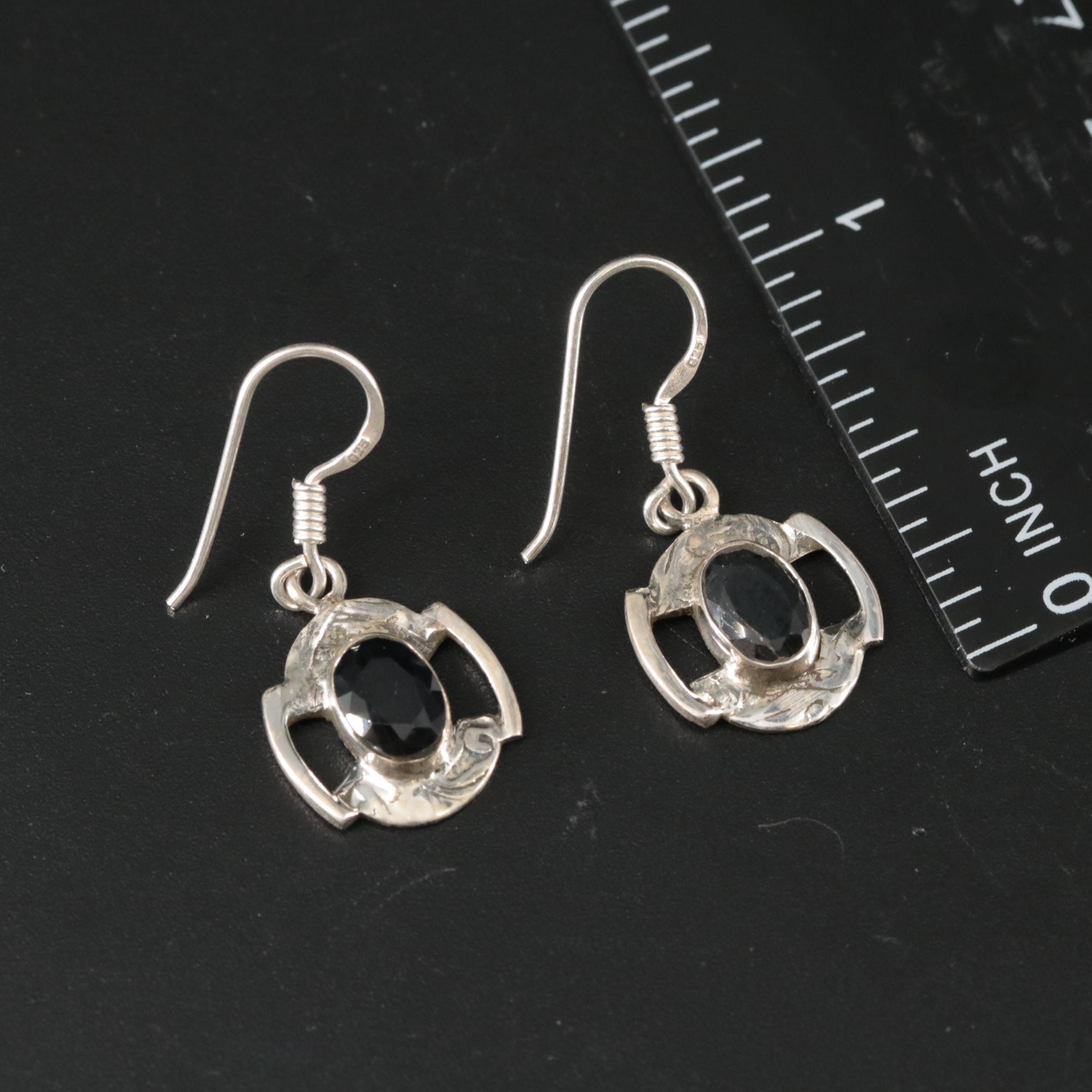 Sterling Sapphire Dangle Earrings