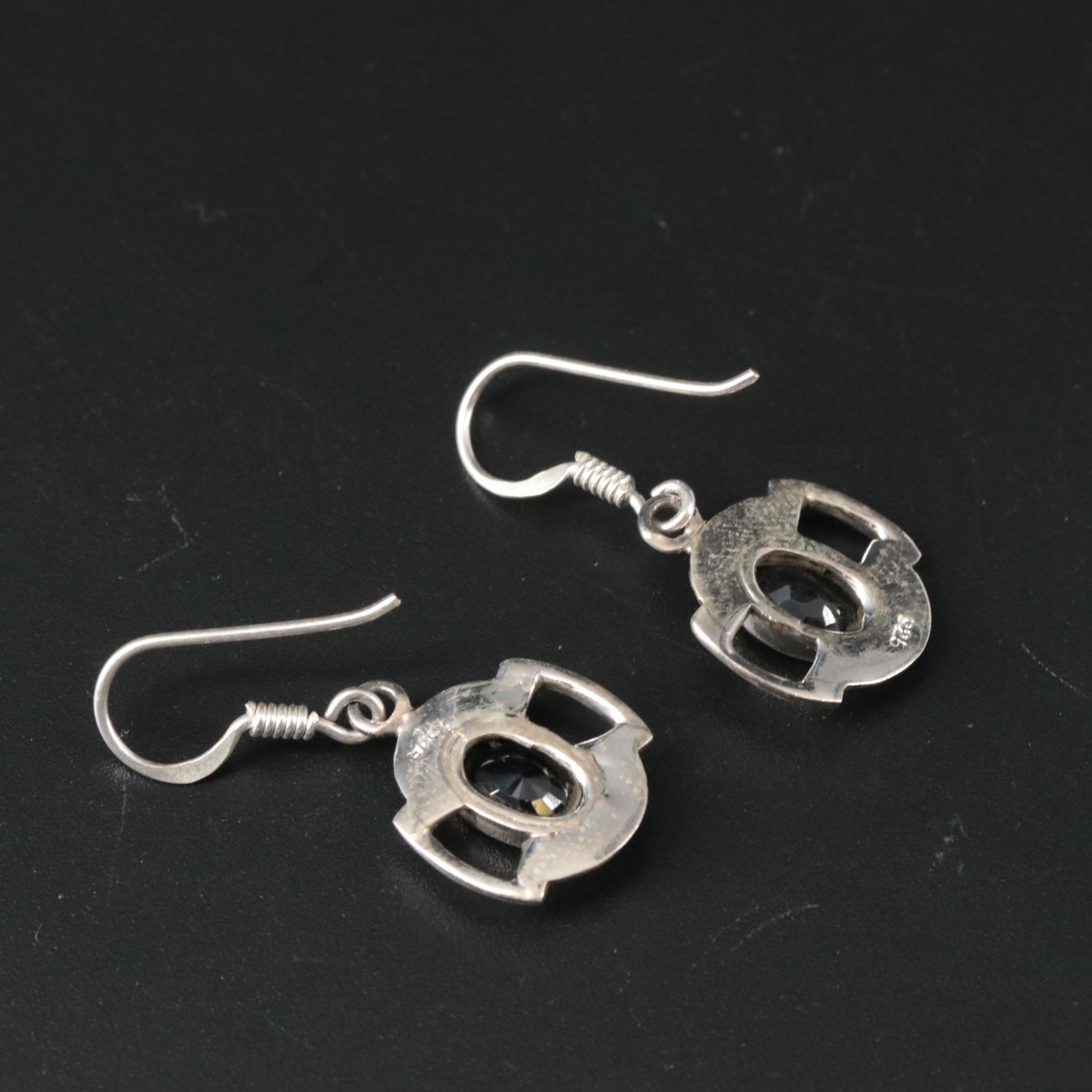 Sterling Sapphire Dangle Earrings