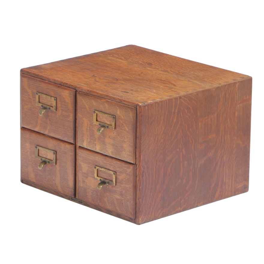 Macey Quartersawn Oak Four-Drawer Card File, Early 20th Century