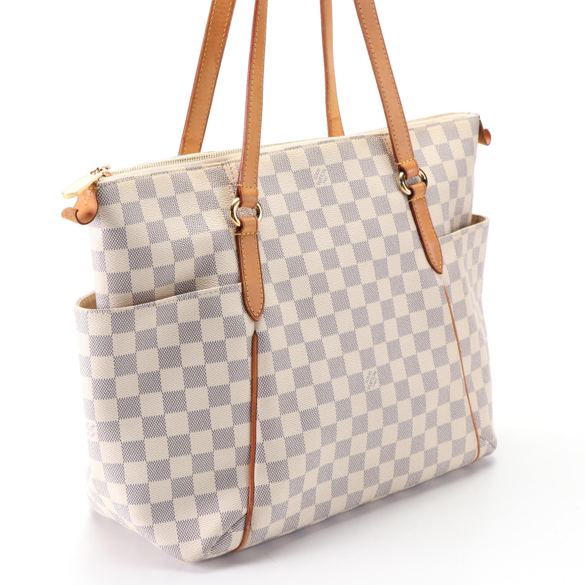 Louis Vuitton Totally GM Bag in Damier Azur Canvas and Vachetta Leather