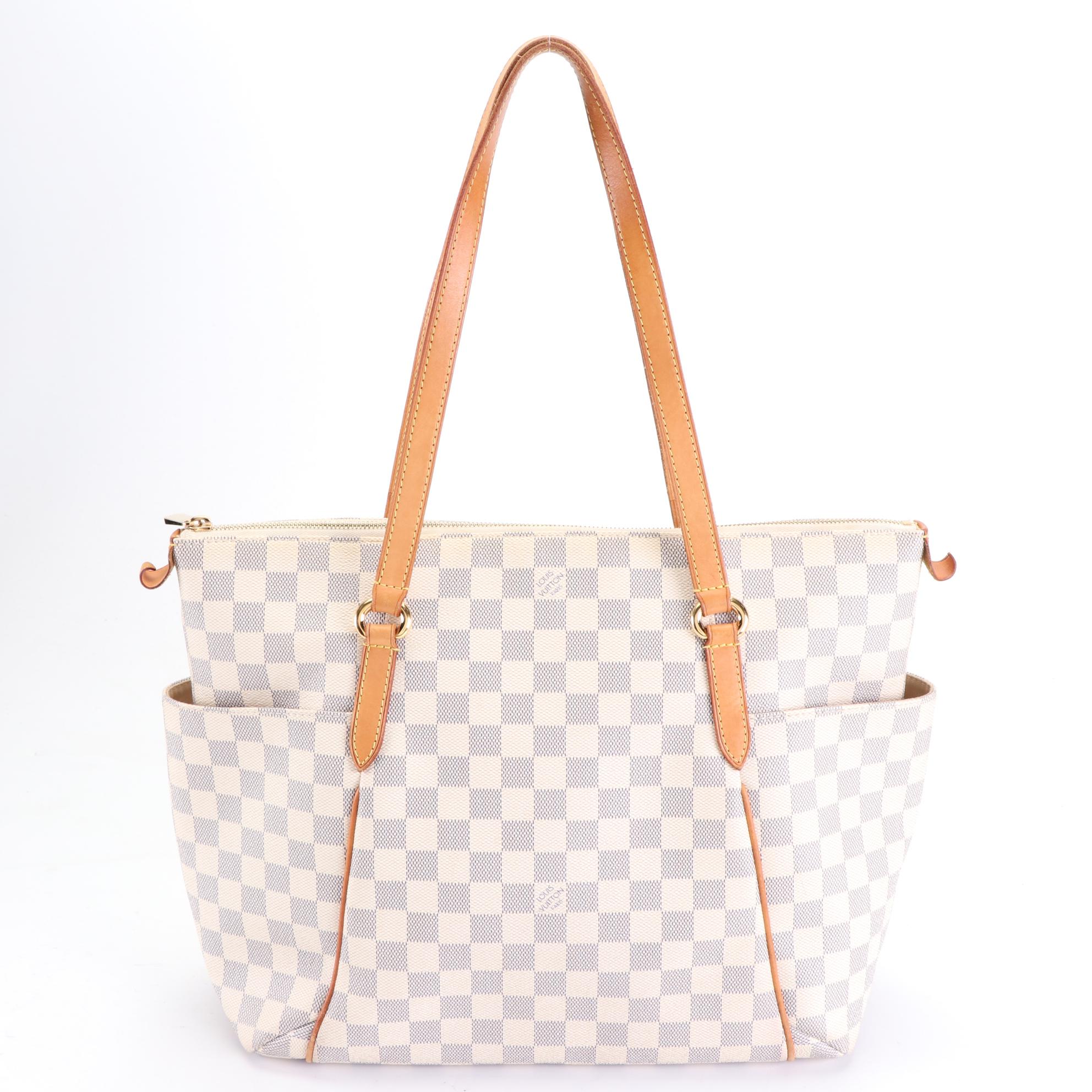 Louis Vuitton Totally GM Bag in Damier Azur Canvas and Vachetta Leather