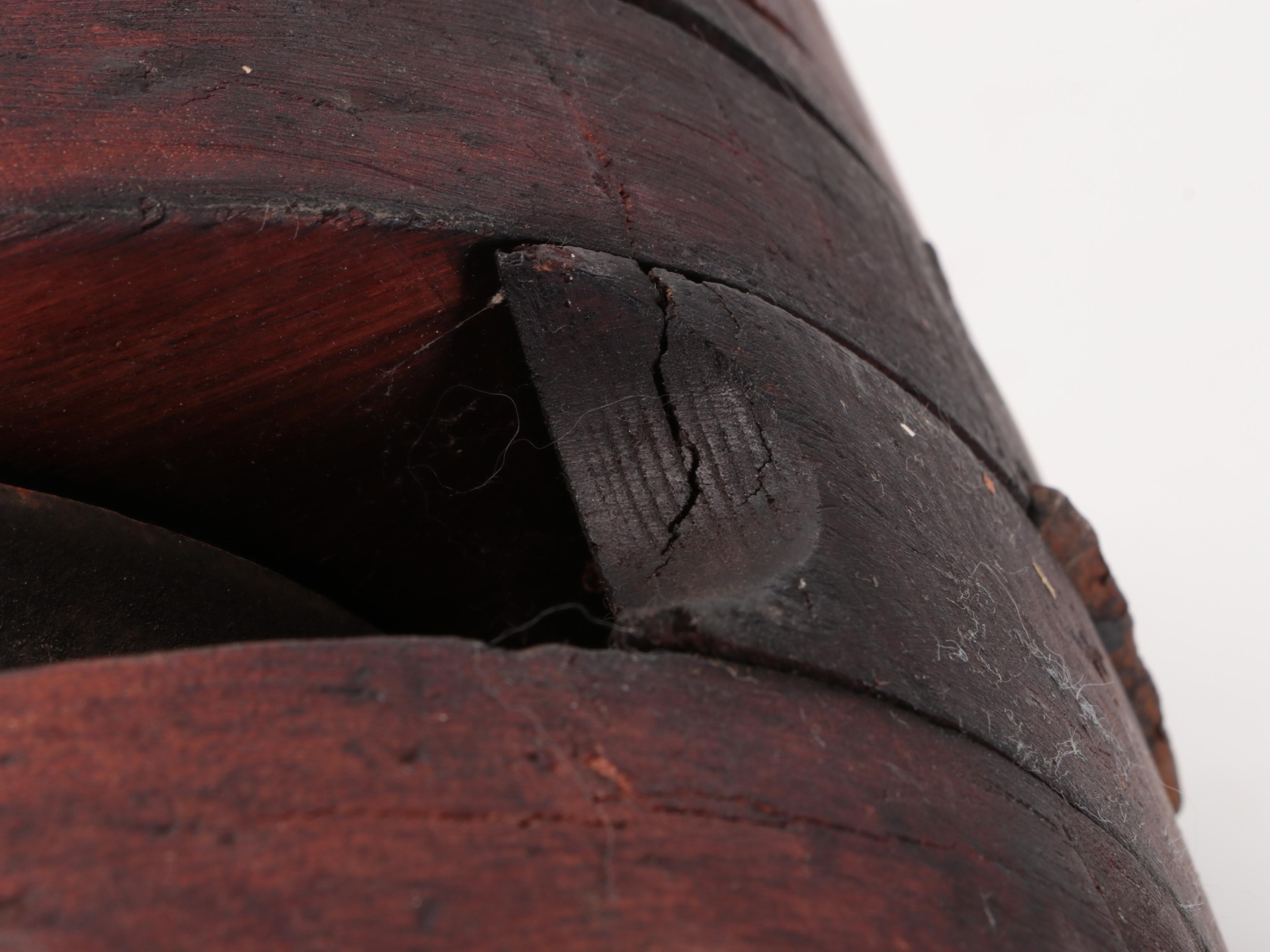 Two Cast Iron and Wood Double Block Pulleys