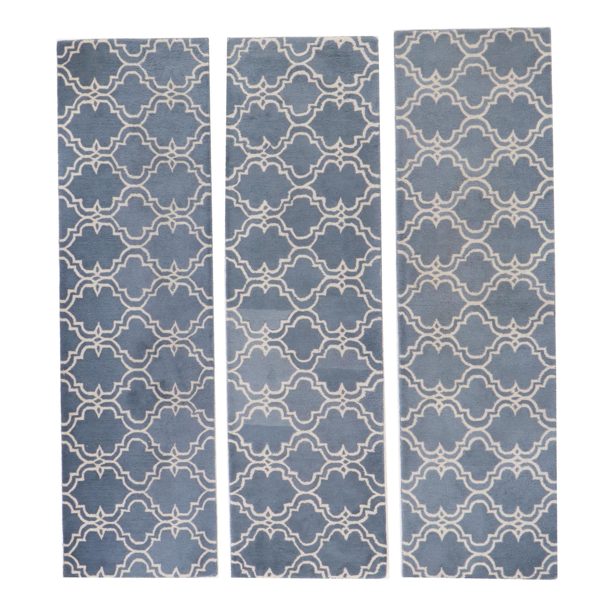 2'6 x 8'11 Hand-Tufted Pottery Barn "Scroll Tile" Carpet Runners