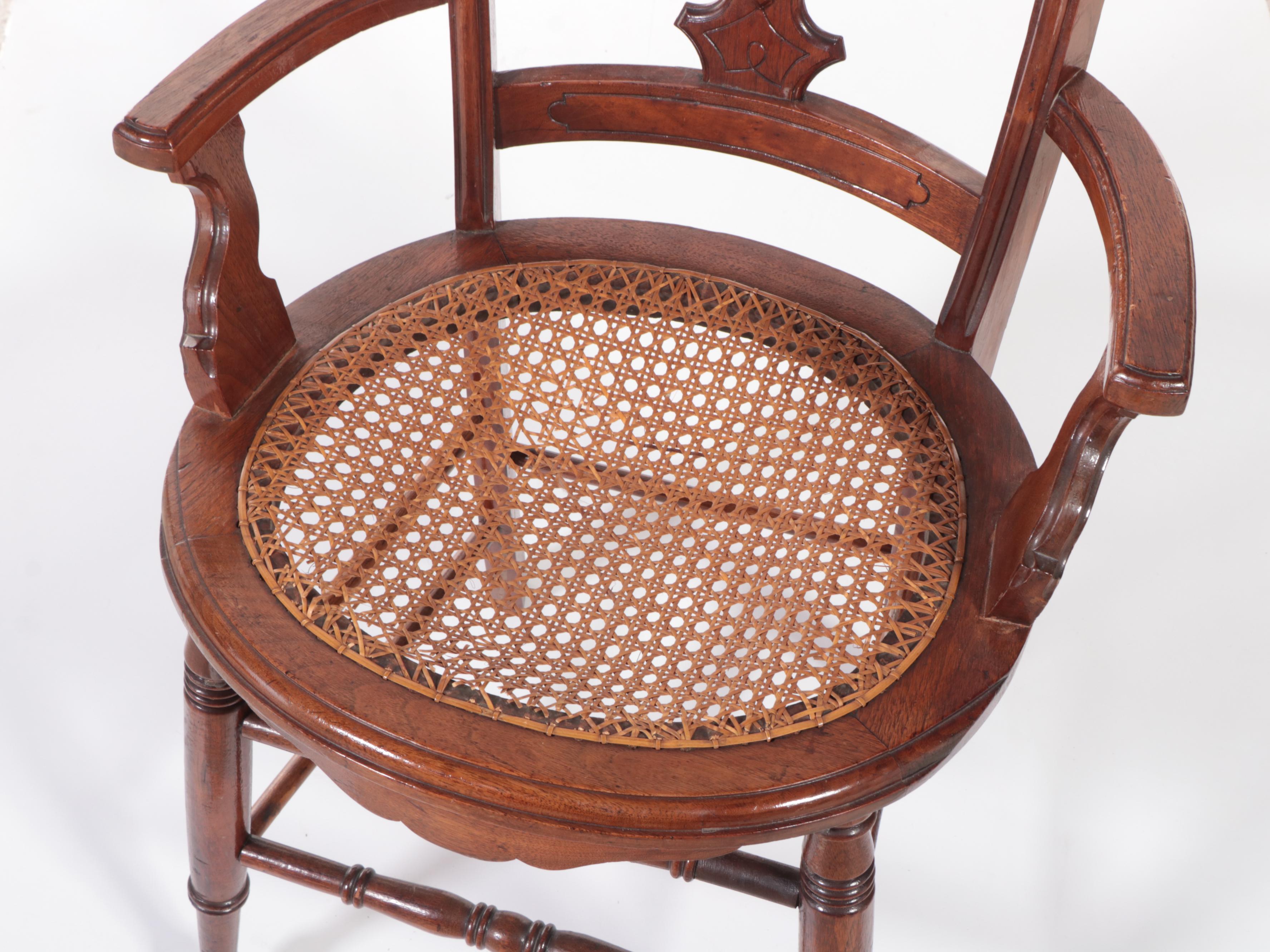 Victorian Walnut and Burl Walnut Armchair, Late 19th Century