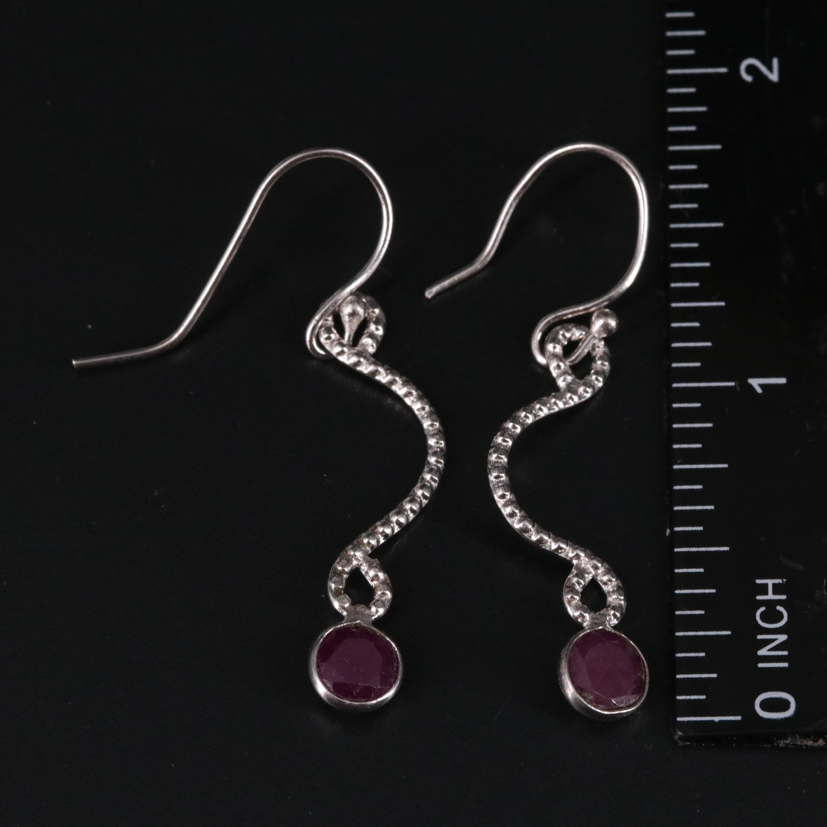 Metal Ruby Dangle Earring