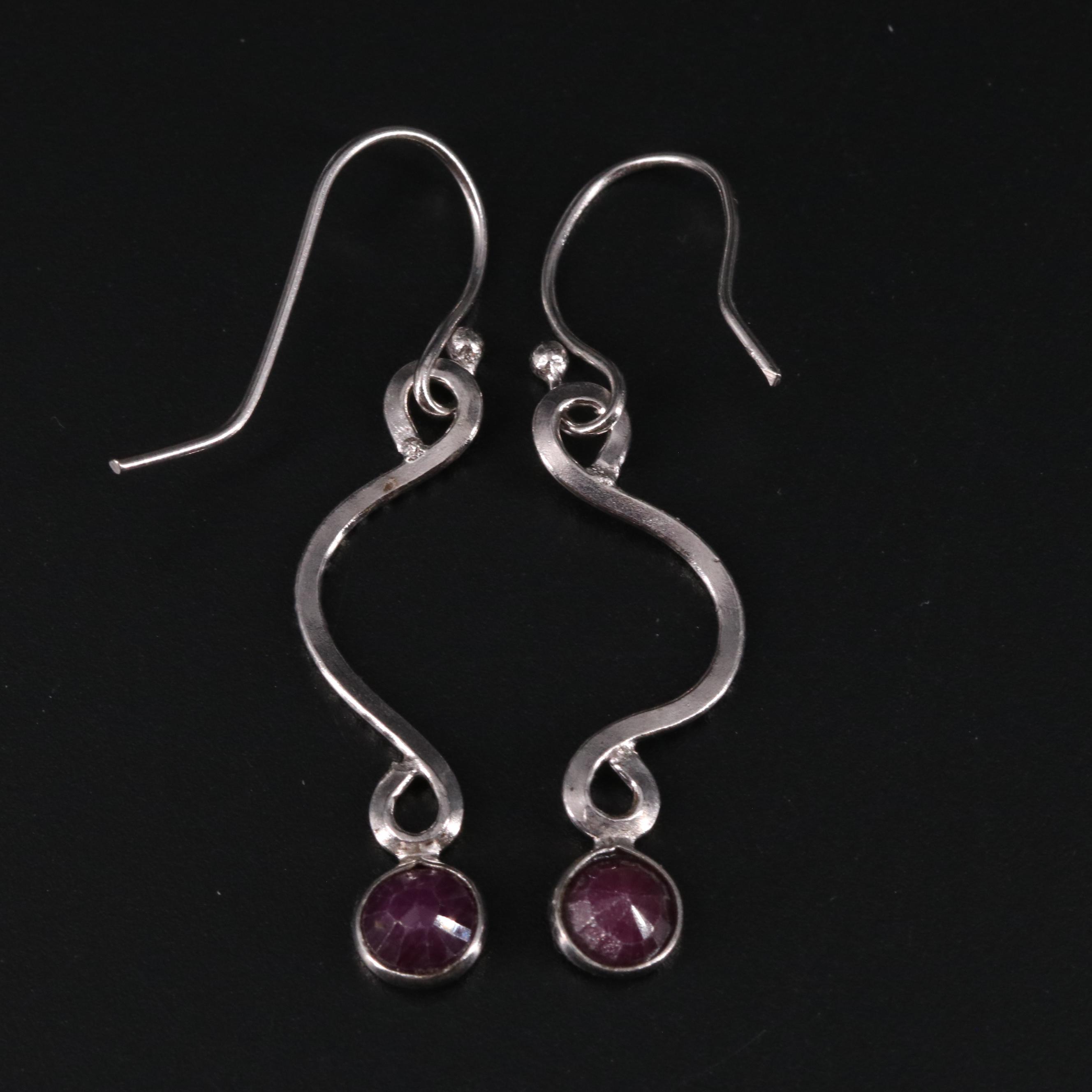 Metal Ruby Dangle Earring