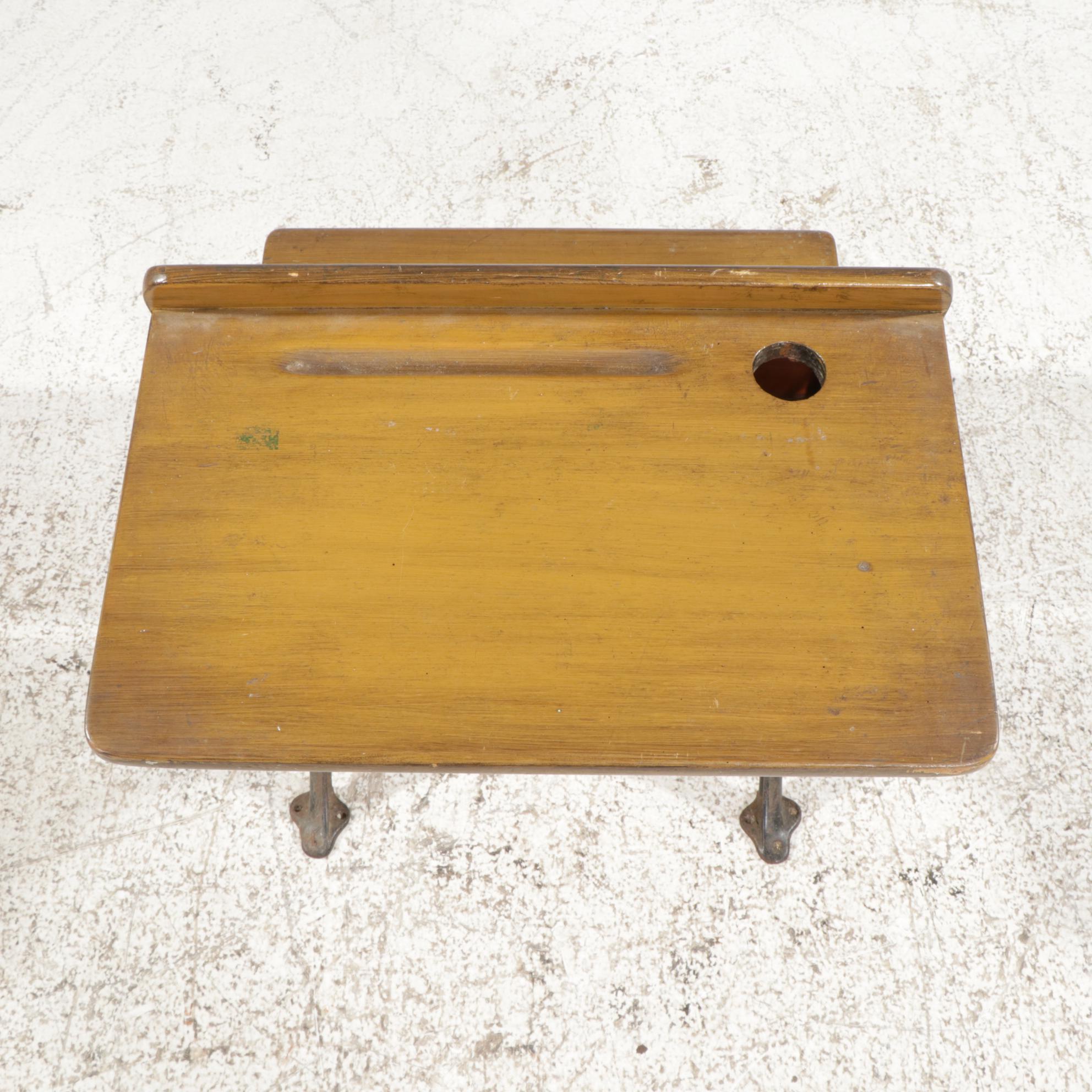 Theodore Kundtz Co. "Eclipse No. 5" Cast Iron and Wood Grammar School Desk