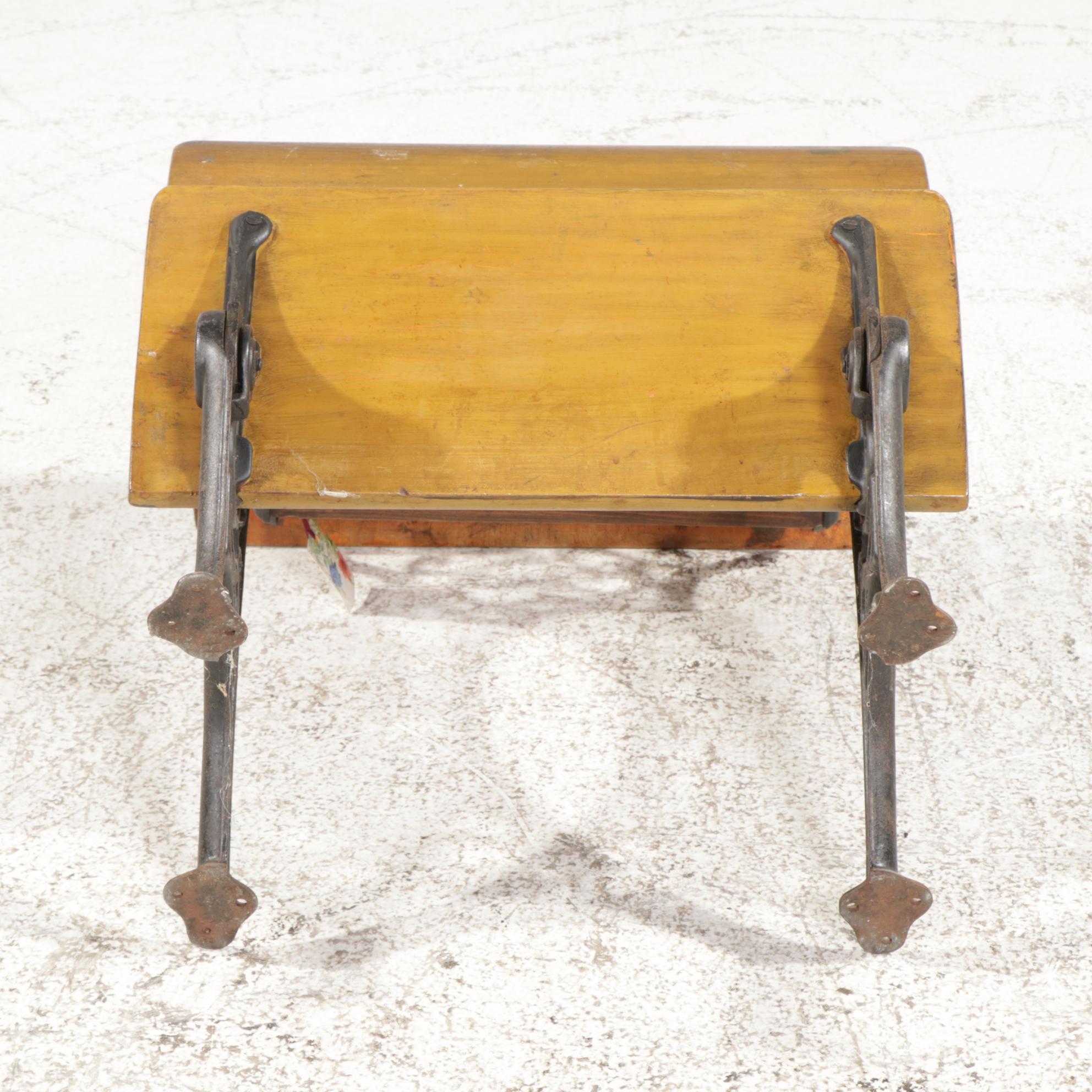 Theodore Kundtz Co. "Eclipse No. 5" Cast Iron and Wood Grammar School Desk