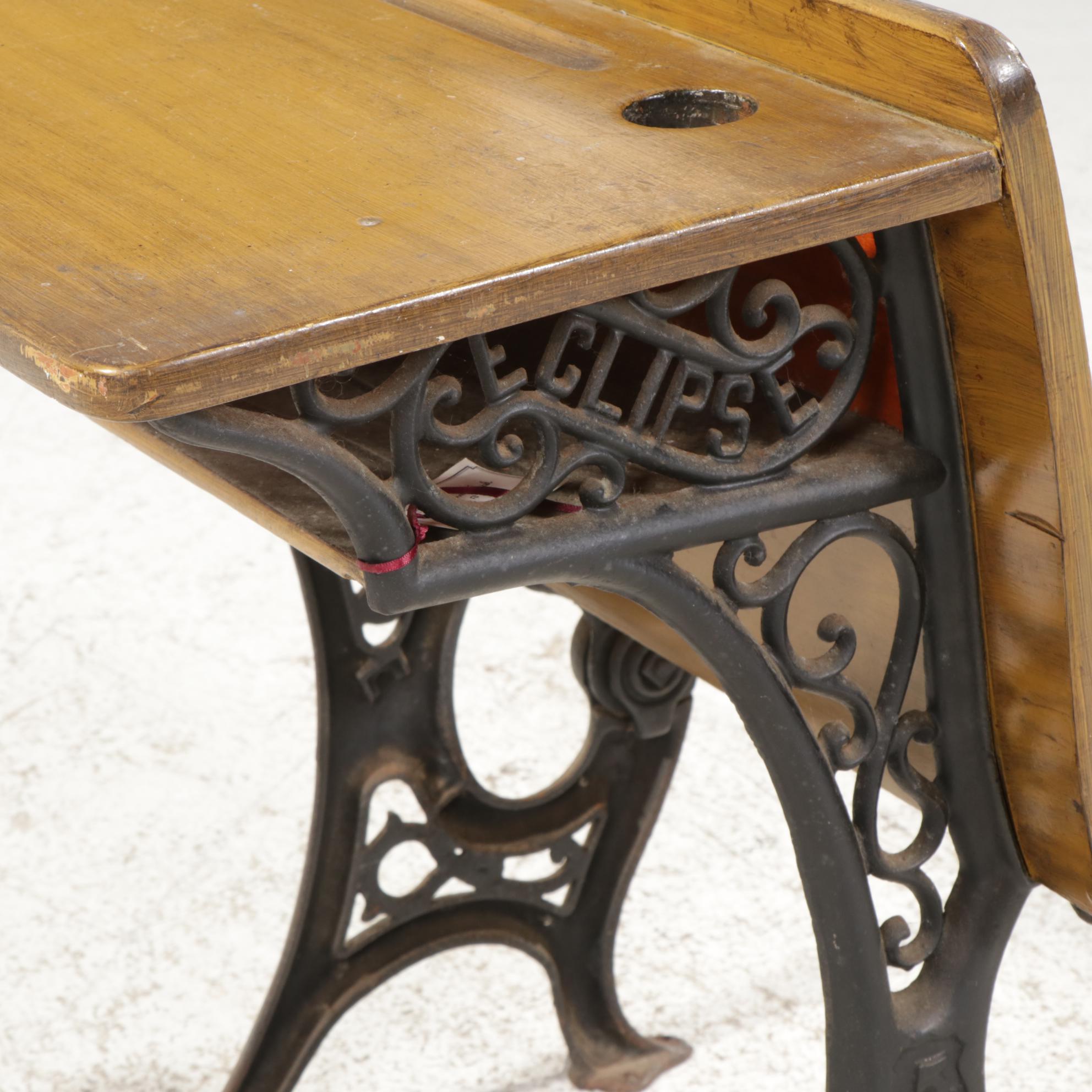 Theodore Kundtz Co. "Eclipse No. 5" Cast Iron and Wood Grammar School Desk